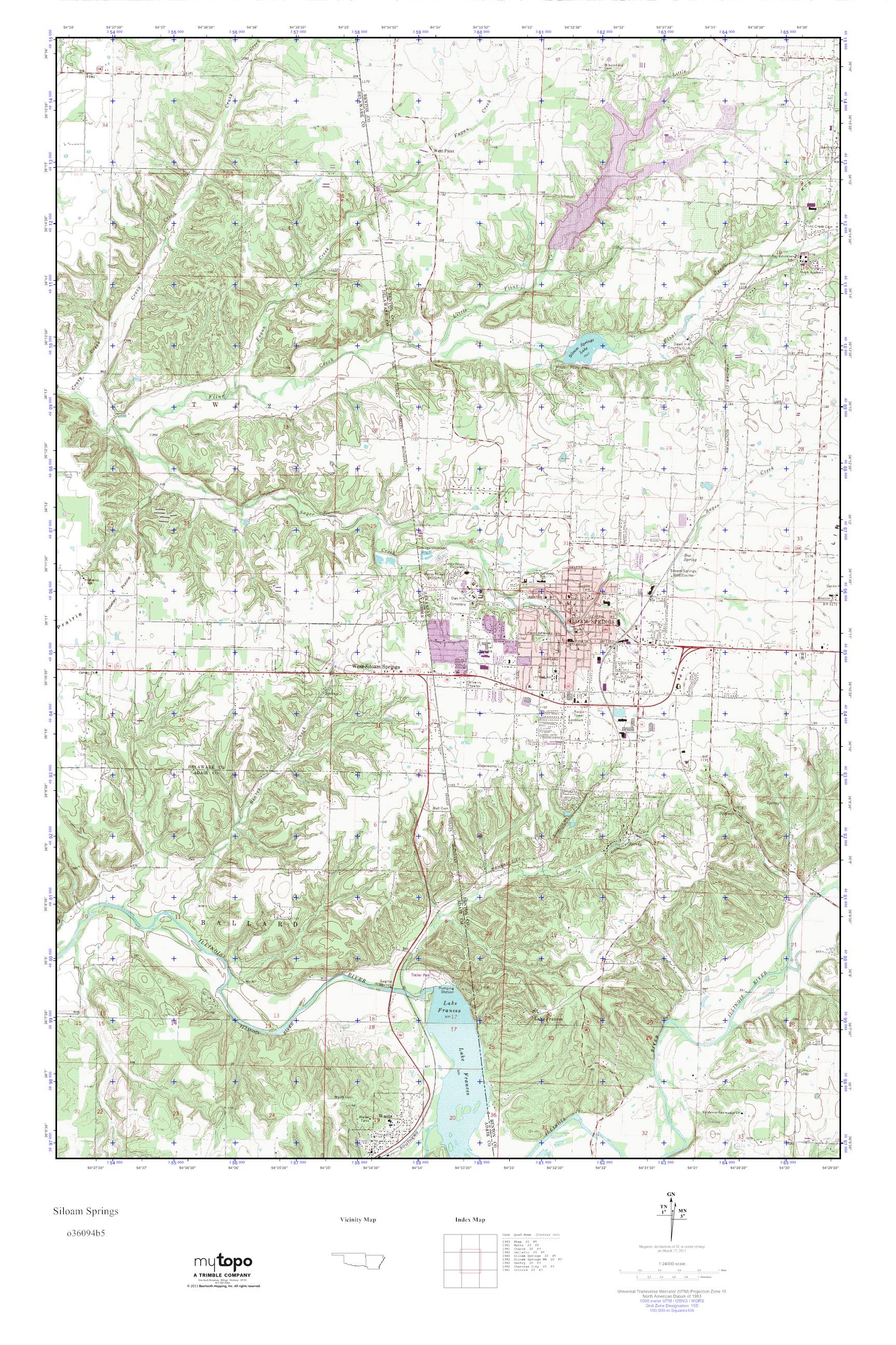 MyTopo Siloam Springs, Oklahoma USGS Quad Topo Map