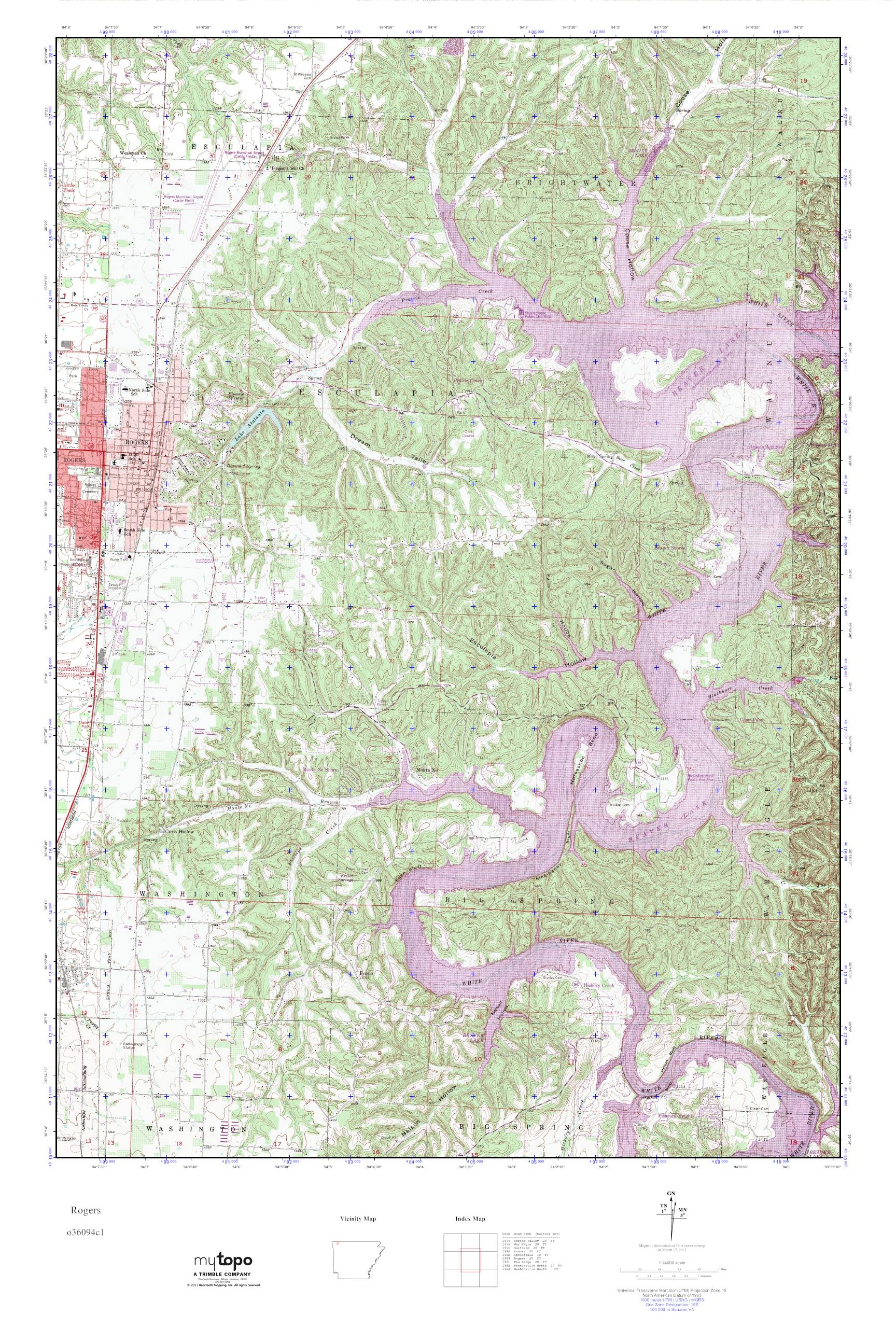 MyTopo Rogers, Arkansas USGS Quad Topo Map