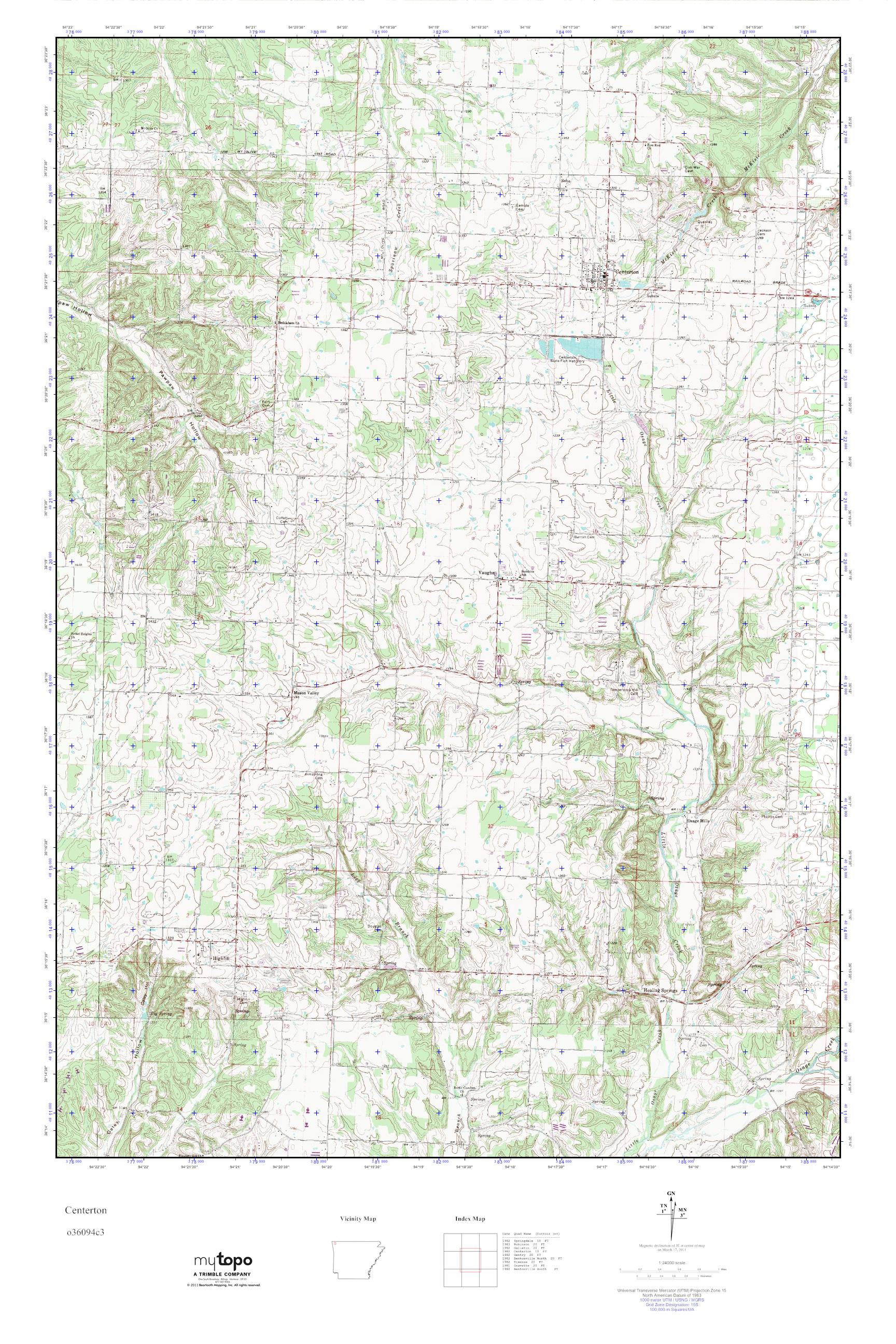 MyTopo Centerton, Arkansas USGS Quad Topo Map
