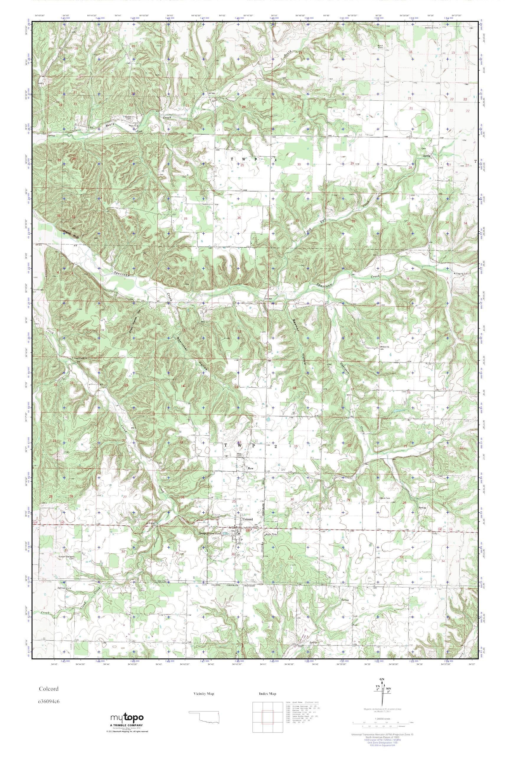 MyTopo Colcord, Oklahoma USGS Quad Topo Map
