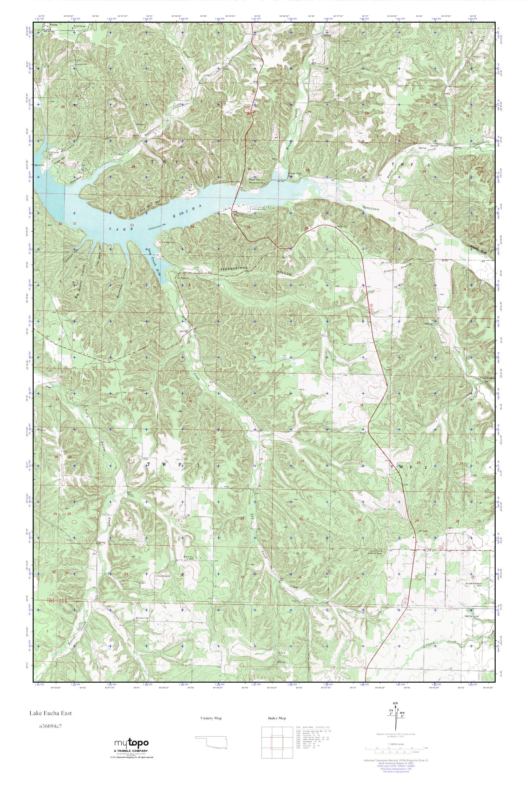 MyTopo Lake Eucha East, Oklahoma USGS Quad Topo Map
