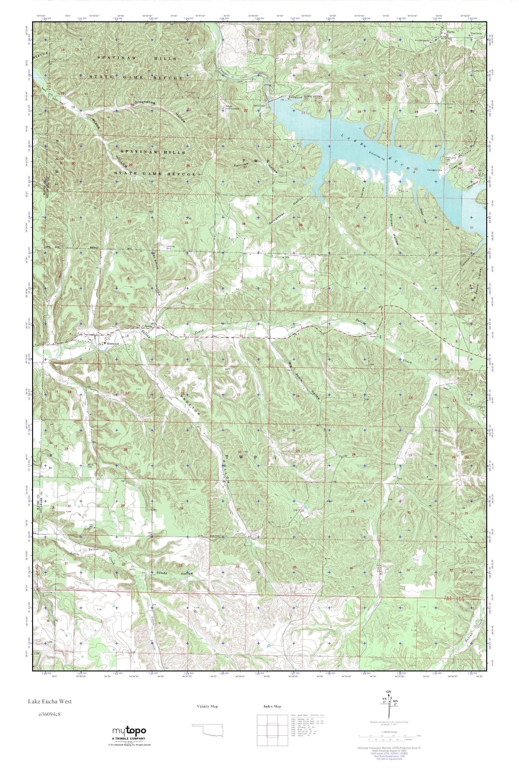 MyTopo Lake Eucha West, Oklahoma USGS Quad Topo Map