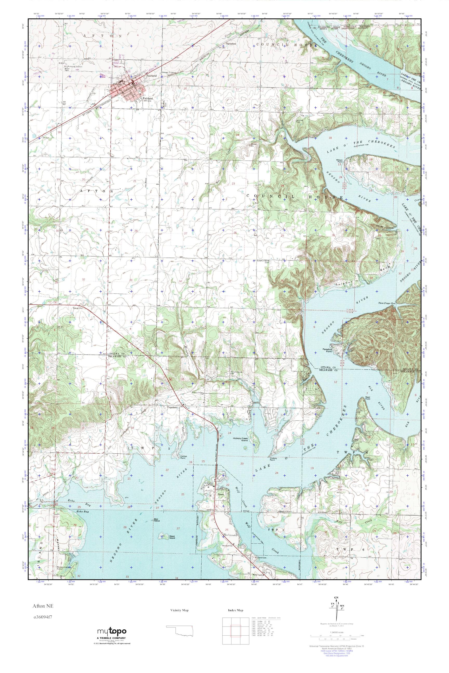 MyTopo Afton NE, Oklahoma USGS Quad Topo Map