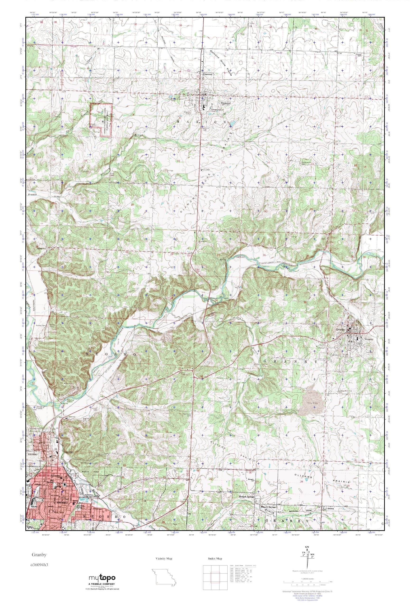 MyTopo Granby, Missouri USGS Quad Topo Map