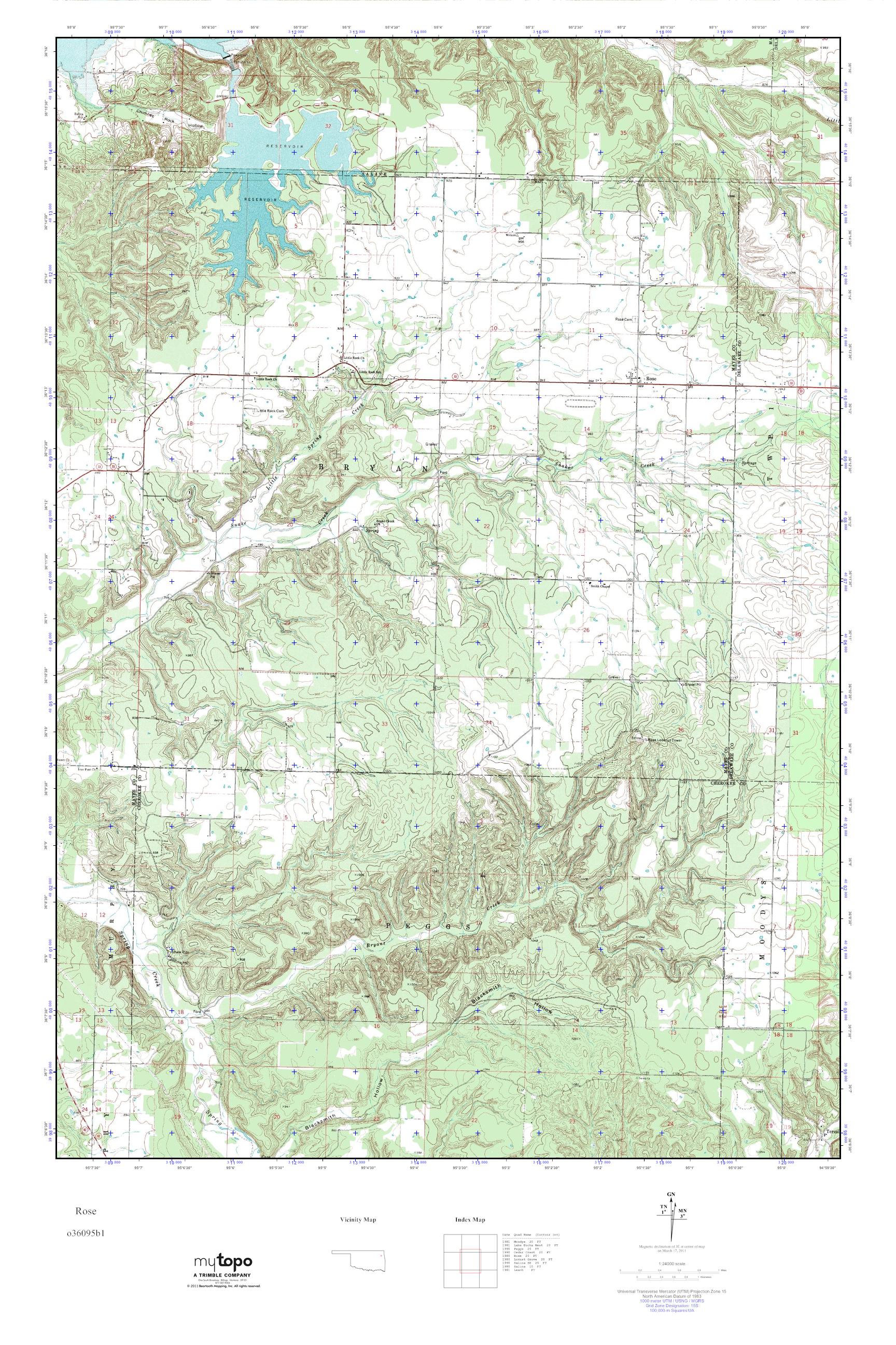 MyTopo Rose, Oklahoma USGS Quad Topo Map