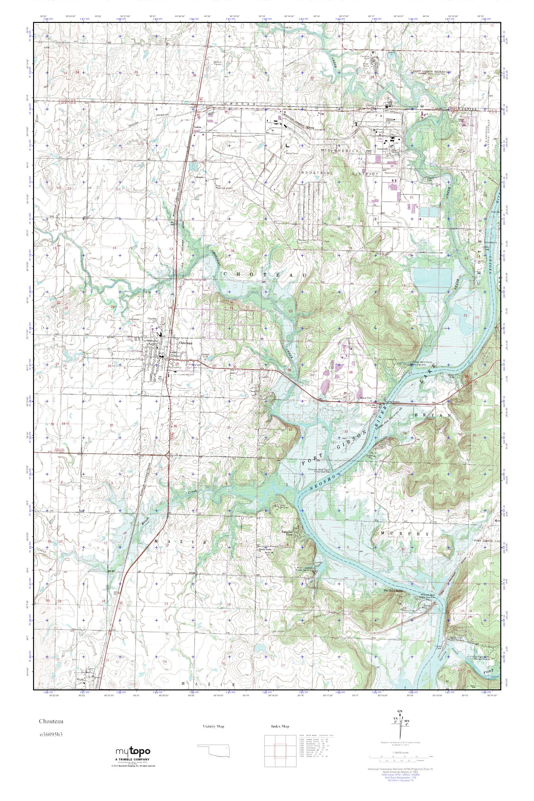 MyTopo Chouteau, Oklahoma USGS Quad Topo Map