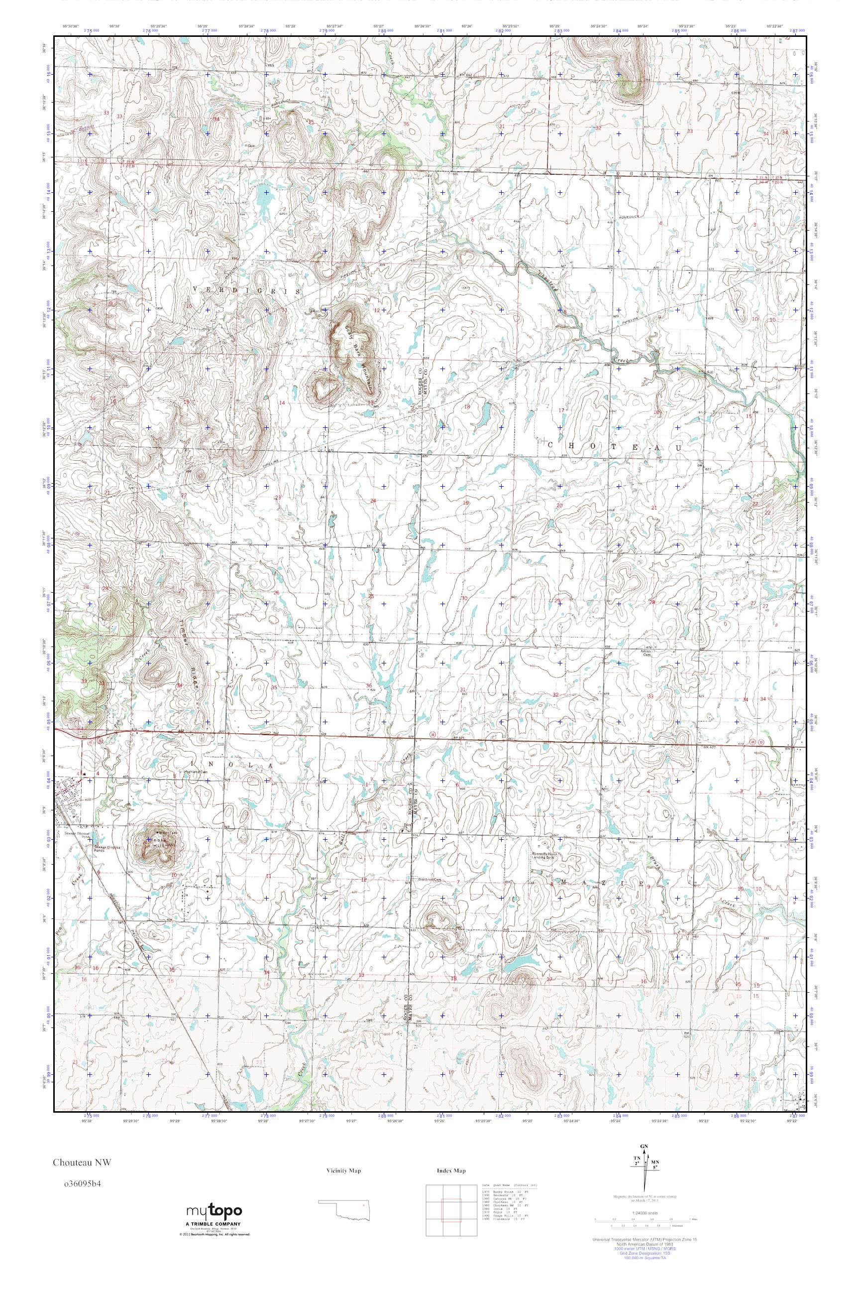 MyTopo Chouteau NW, Oklahoma USGS Quad Topo Map