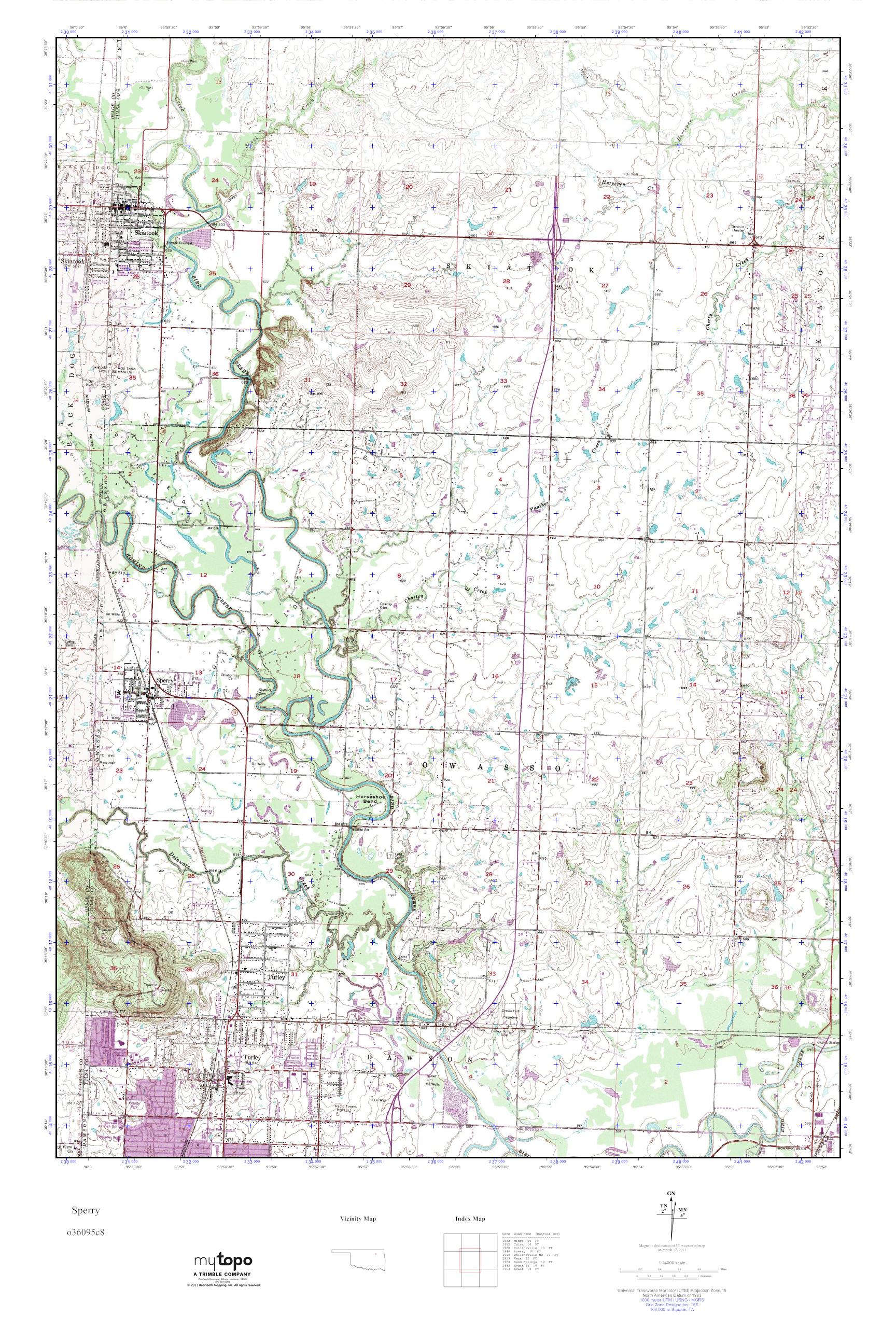 MyTopo Sperry, Oklahoma USGS Quad Topo Map