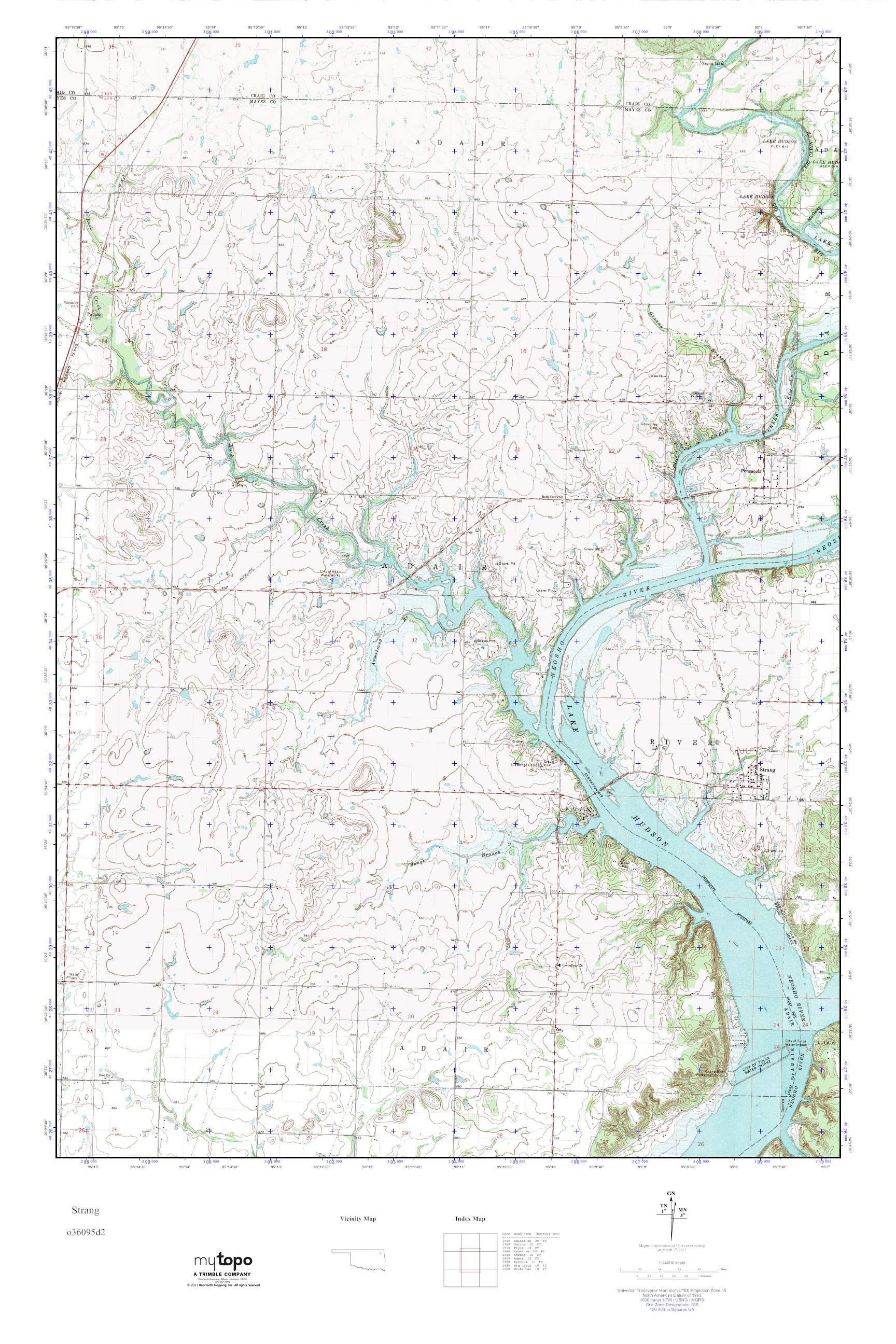 MyTopo Strang, Oklahoma USGS Quad Topo Map