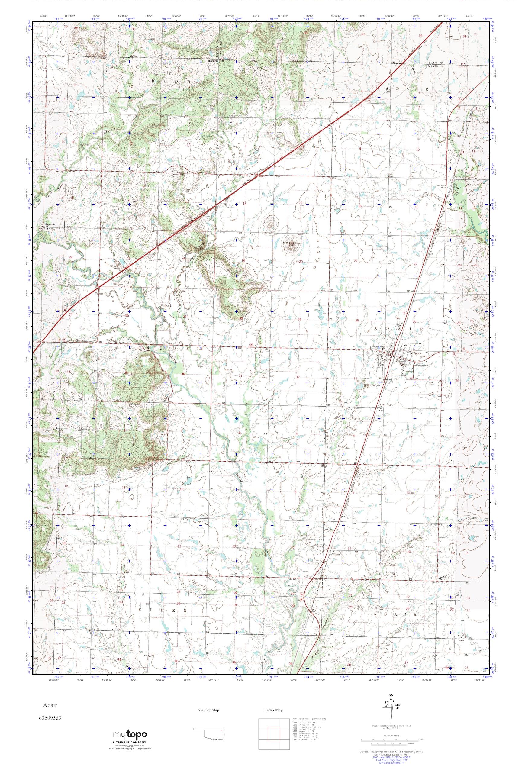 MyTopo Adair, Oklahoma USGS Quad Topo Map