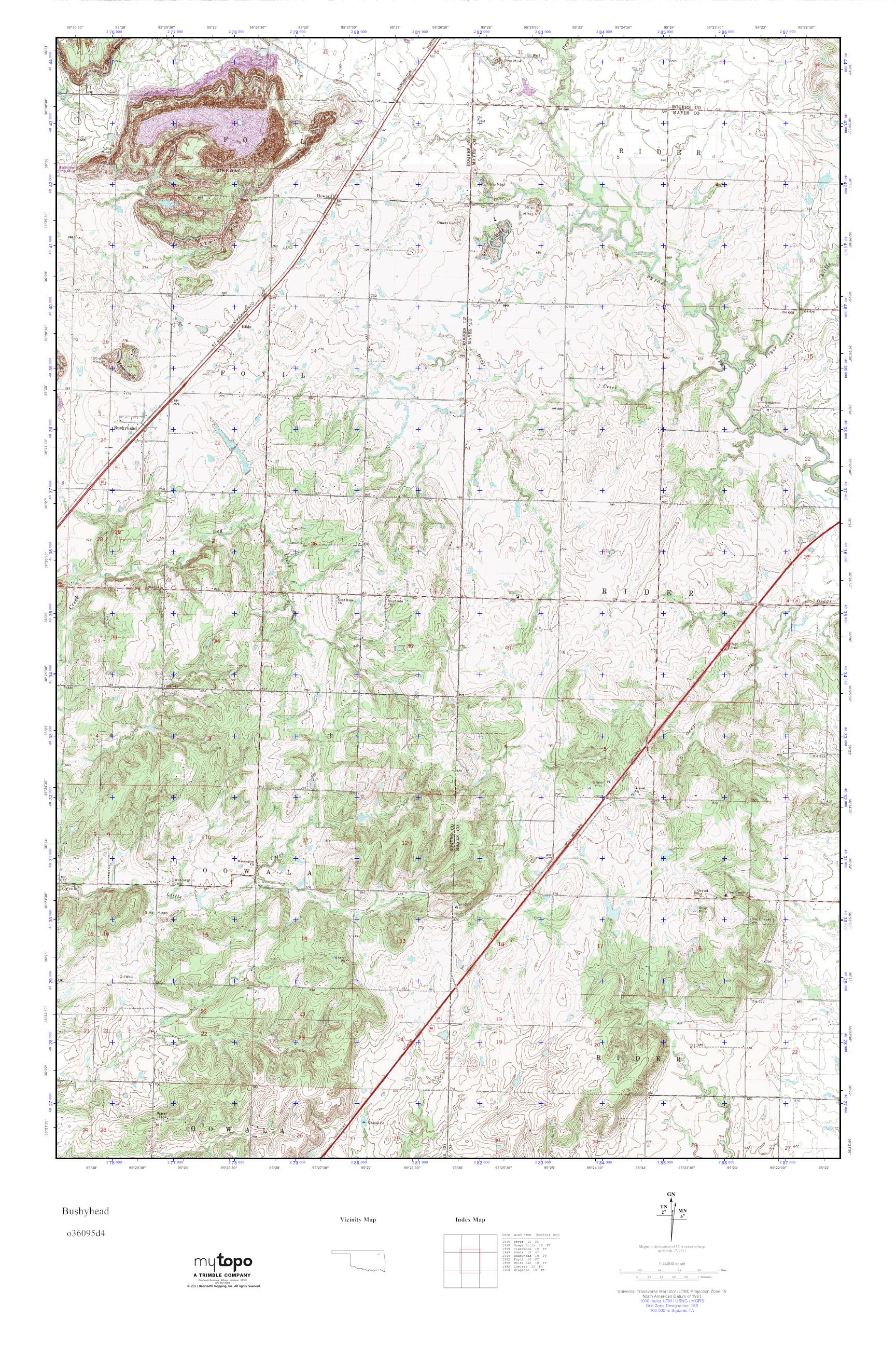 MyTopo Bushyhead, Oklahoma USGS Quad Topo Map