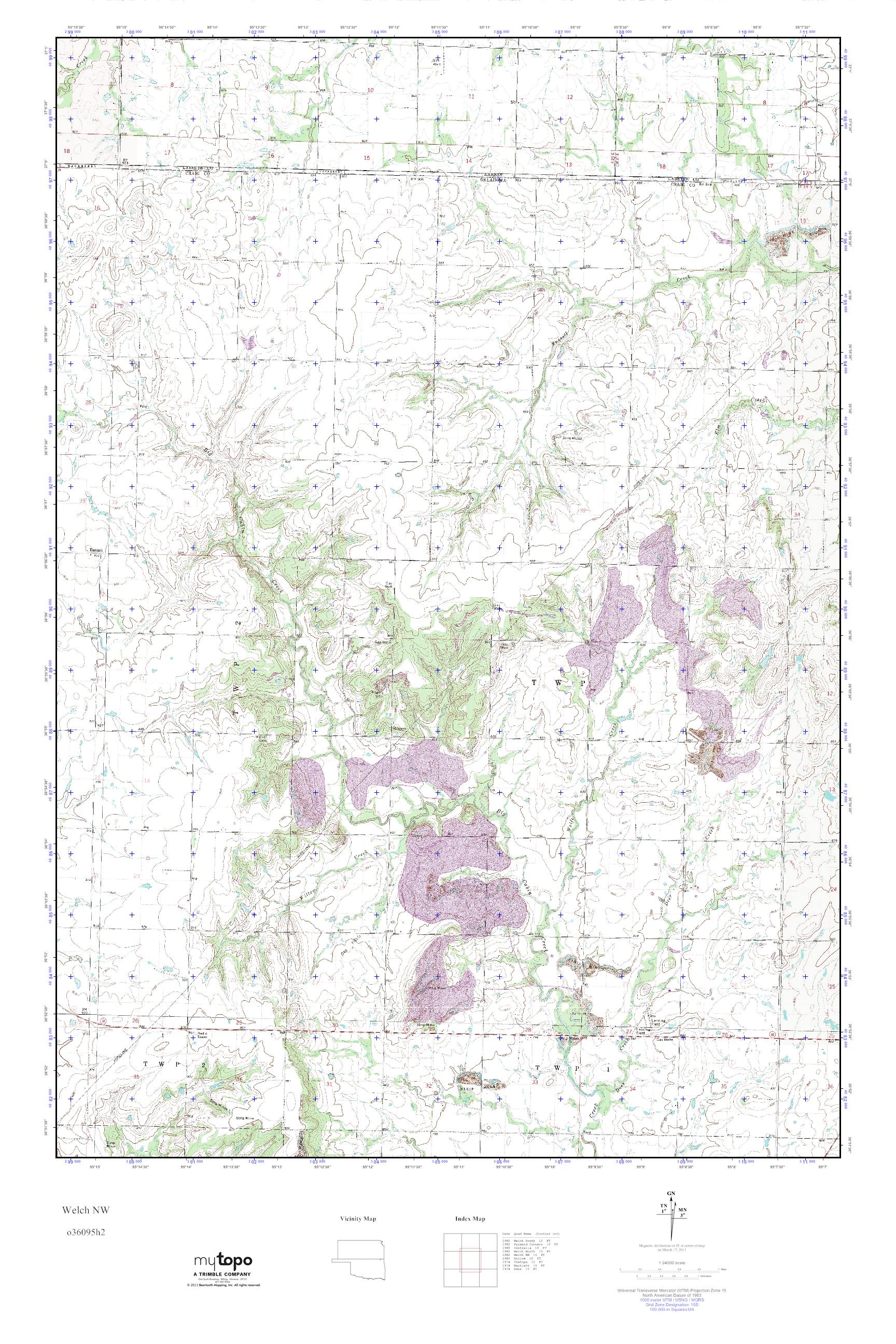 MyTopo Welch NW, Oklahoma USGS Quad Topo Map