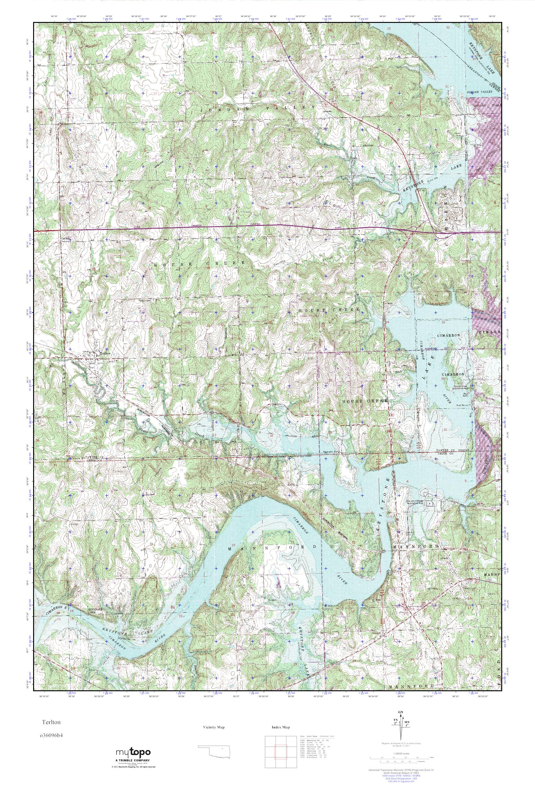 MyTopo Terlton, Oklahoma USGS Quad Topo Map