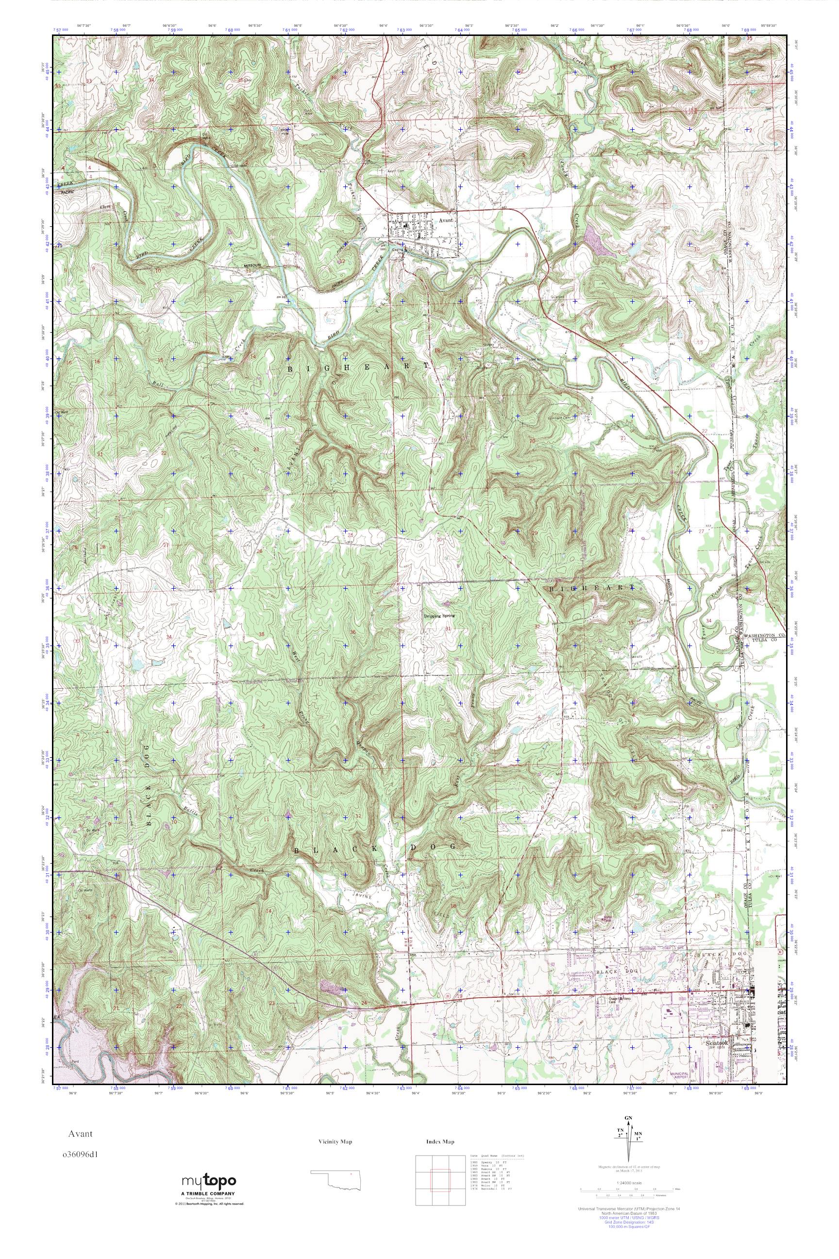 MyTopo Avant, Oklahoma USGS Quad Topo Map