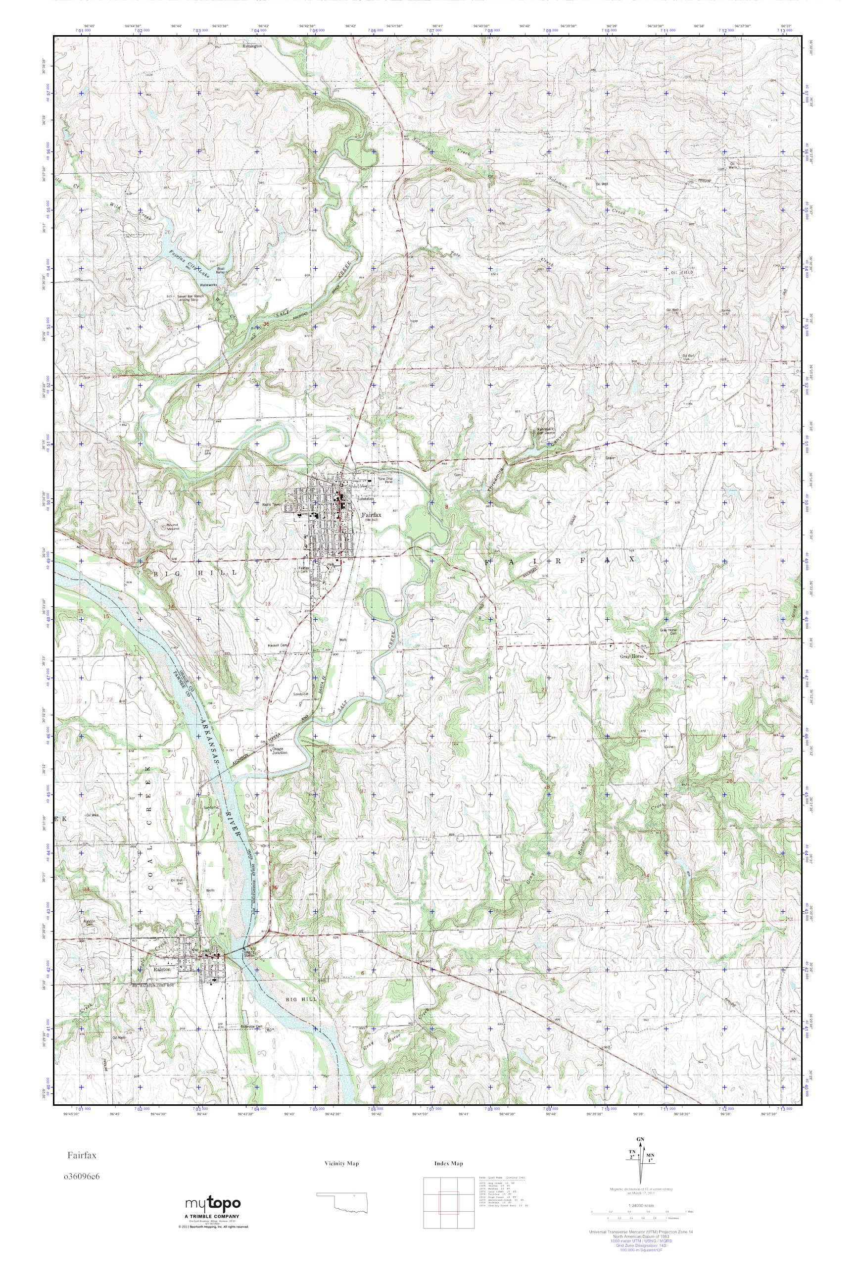 MyTopo Fairfax, Oklahoma USGS Quad Topo Map