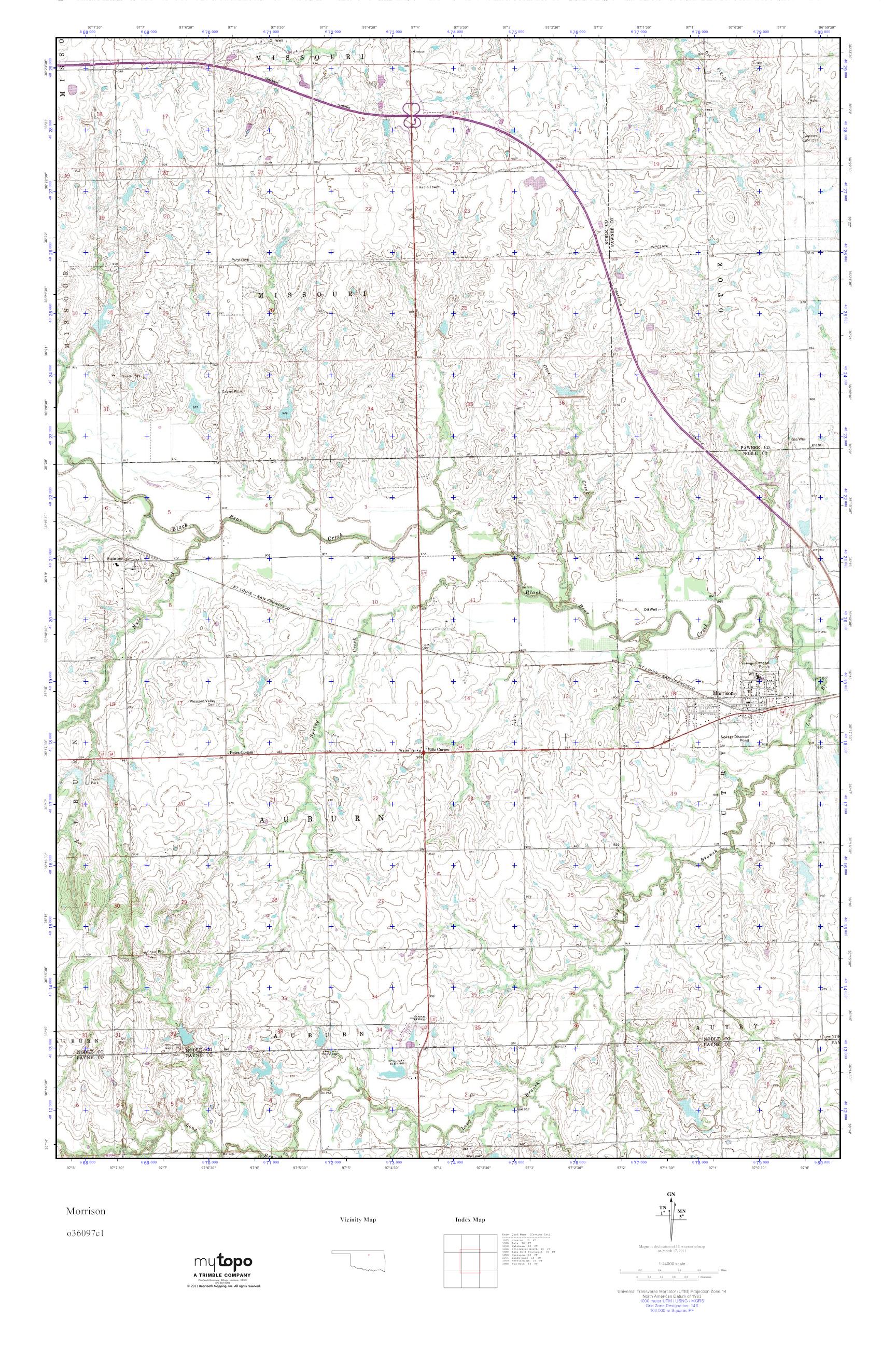 MyTopo Morrison, Oklahoma USGS Quad Topo Map