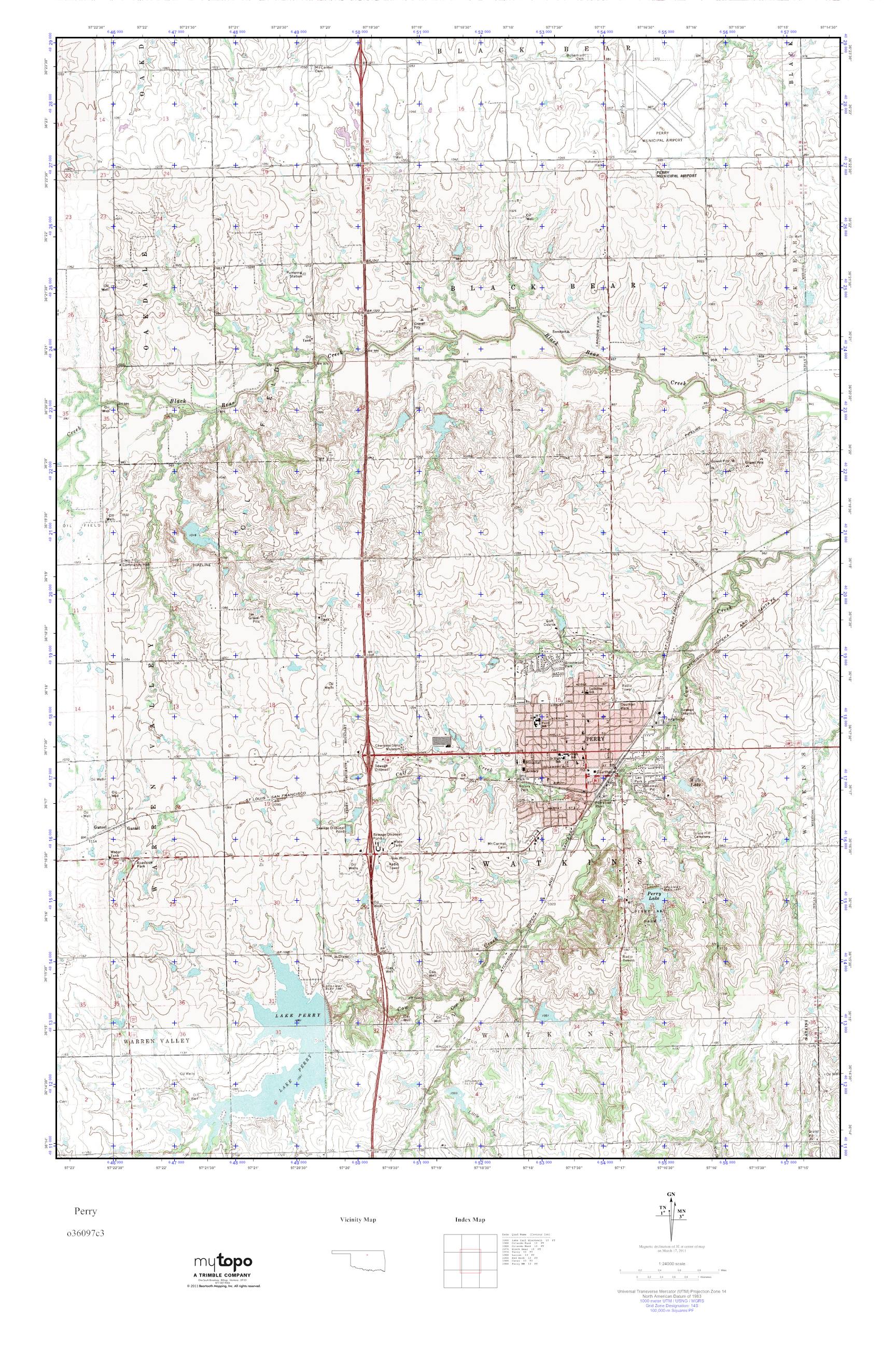 MyTopo Perry, Oklahoma USGS Quad Topo Map