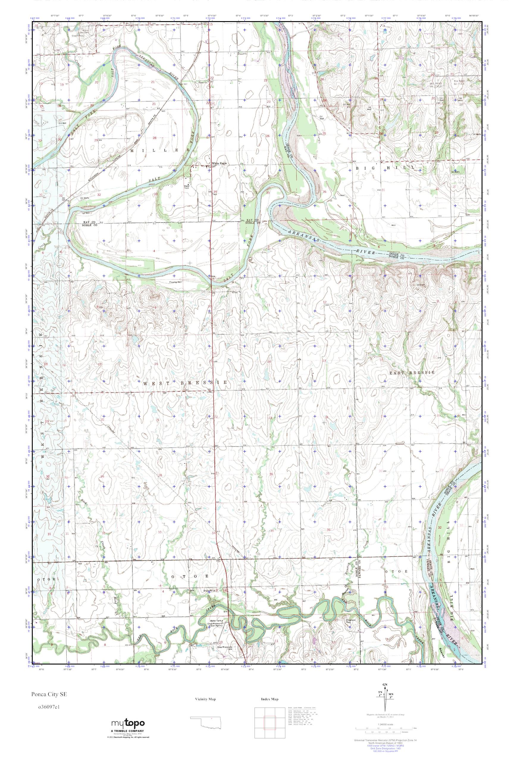 MyTopo Ponca City SE, Oklahoma USGS Quad Topo Map