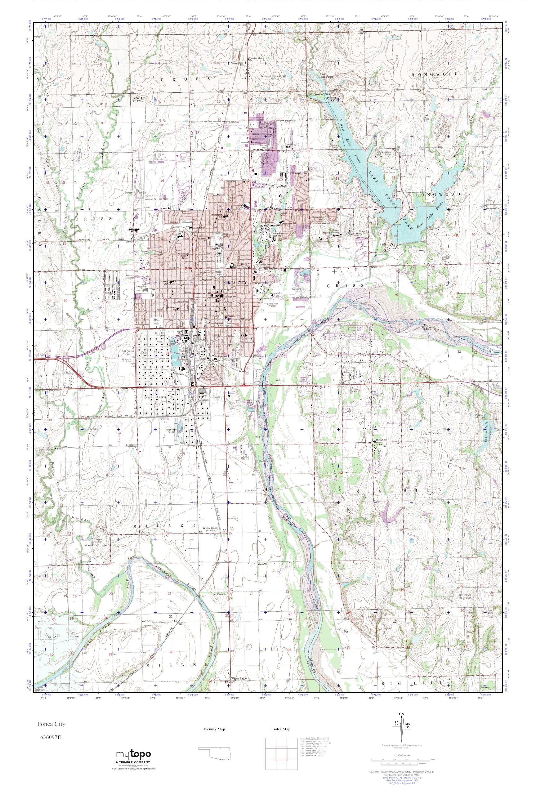 MyTopo Ponca City, Oklahoma USGS Quad Topo Map