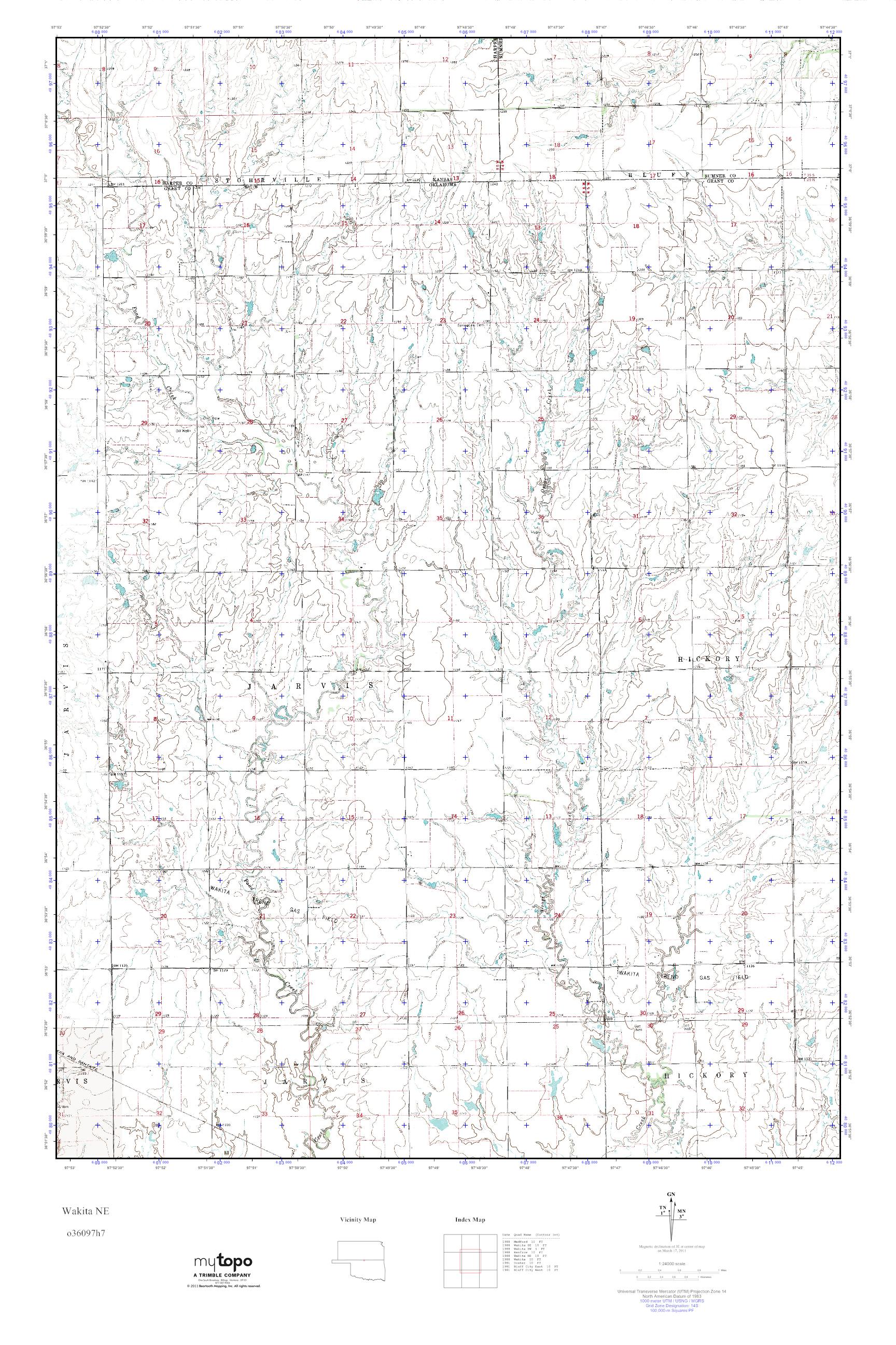 MyTopo Wakita NE, Oklahoma USGS Quad Topo Map
