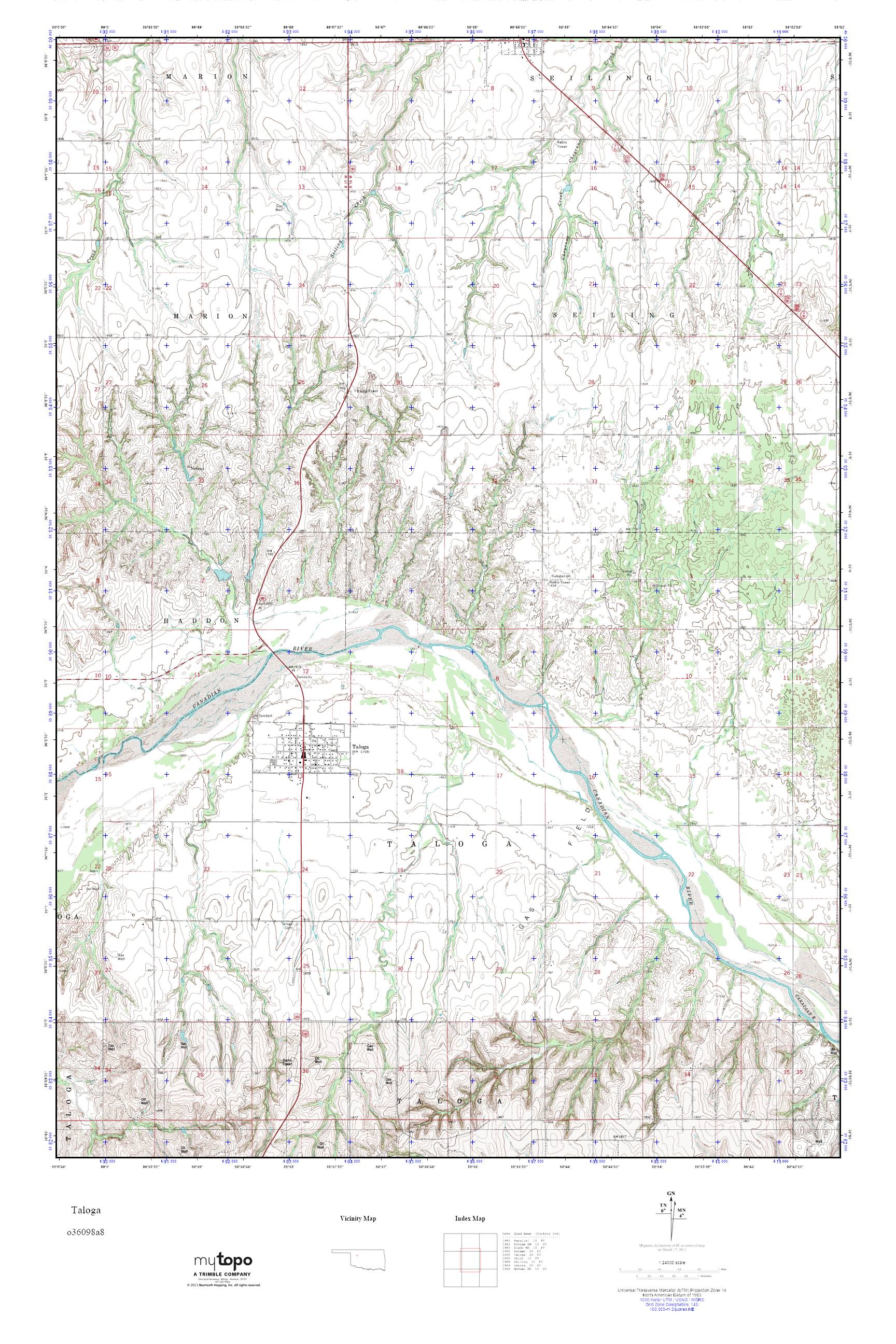 MyTopo Taloga, Oklahoma USGS Quad Topo Map