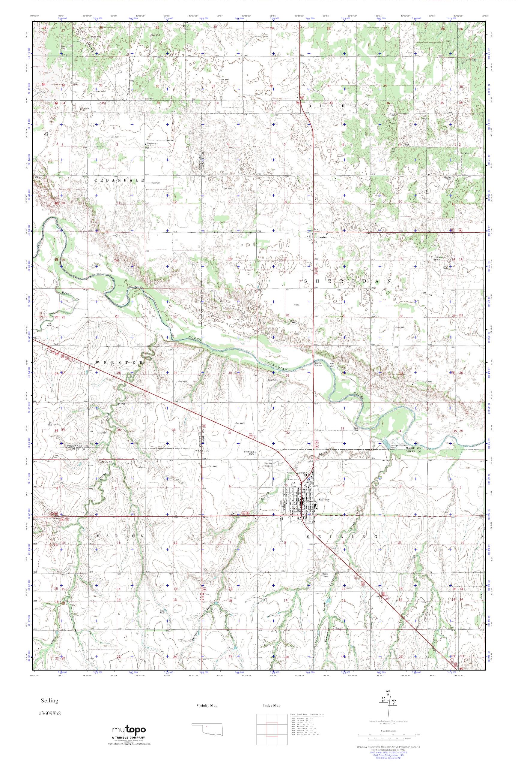 MyTopo Seiling, Oklahoma USGS Quad Topo Map
