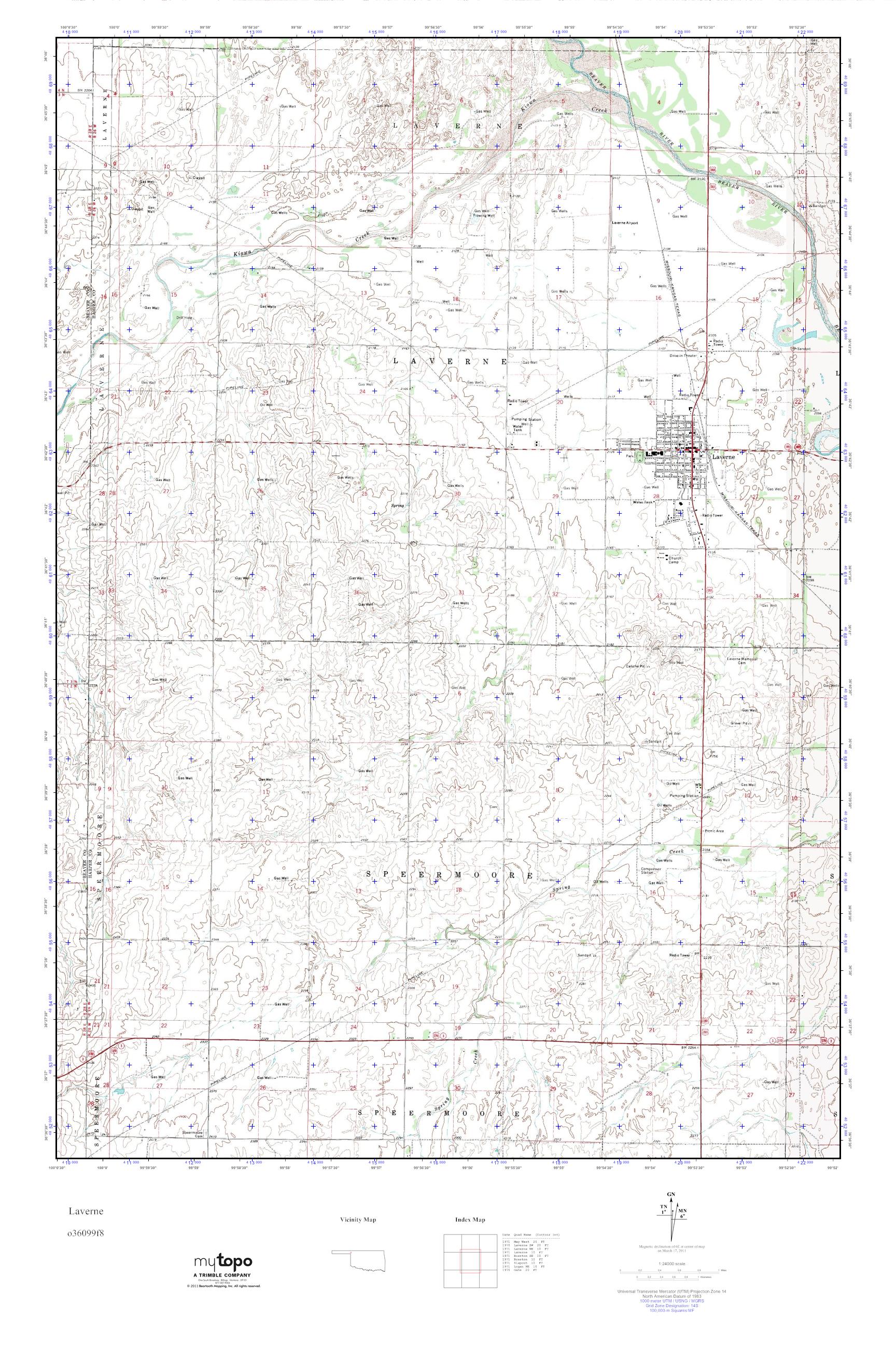 MyTopo Laverne, Oklahoma USGS Quad Topo Map