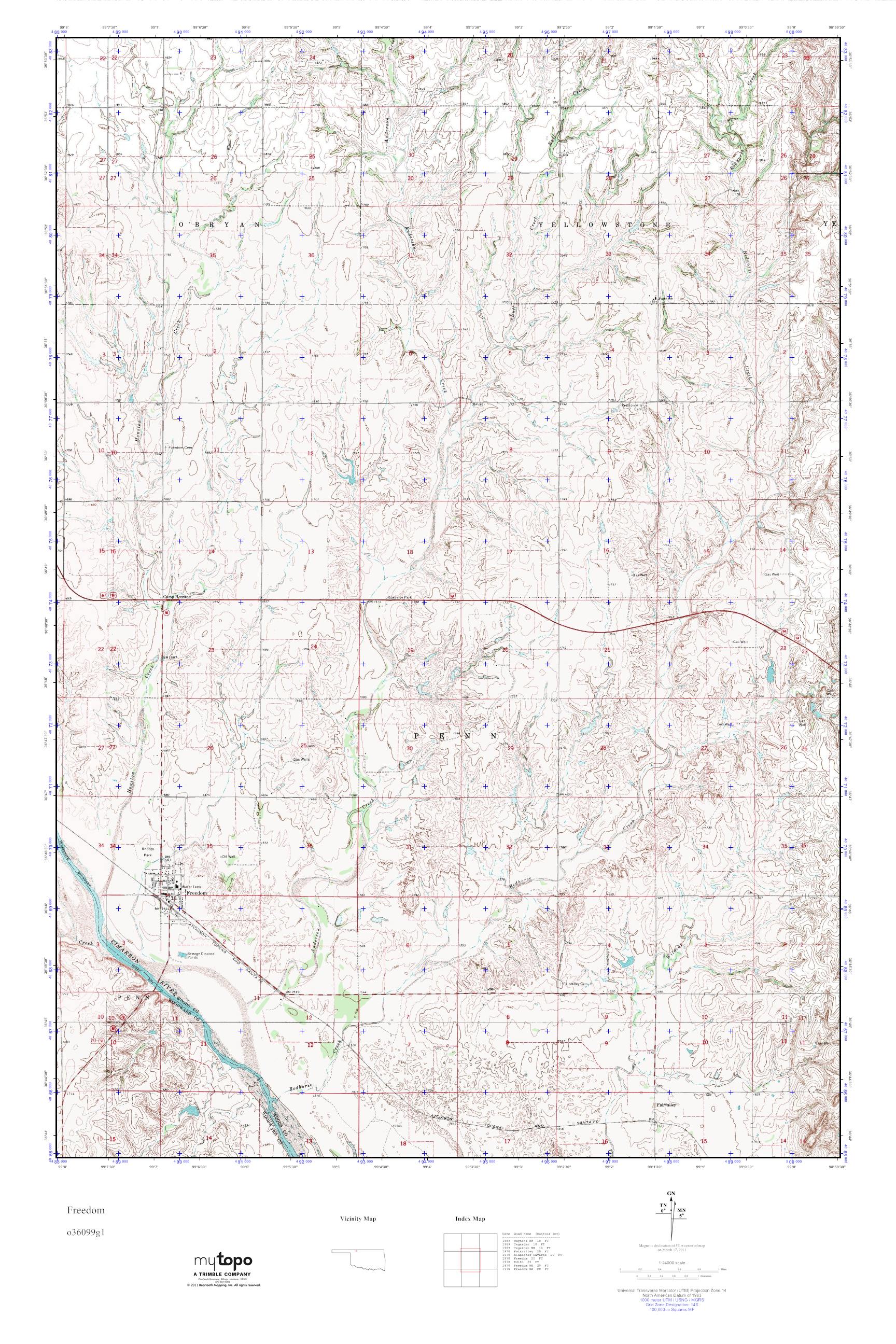 MyTopo Freedom, Oklahoma USGS Quad Topo Map
