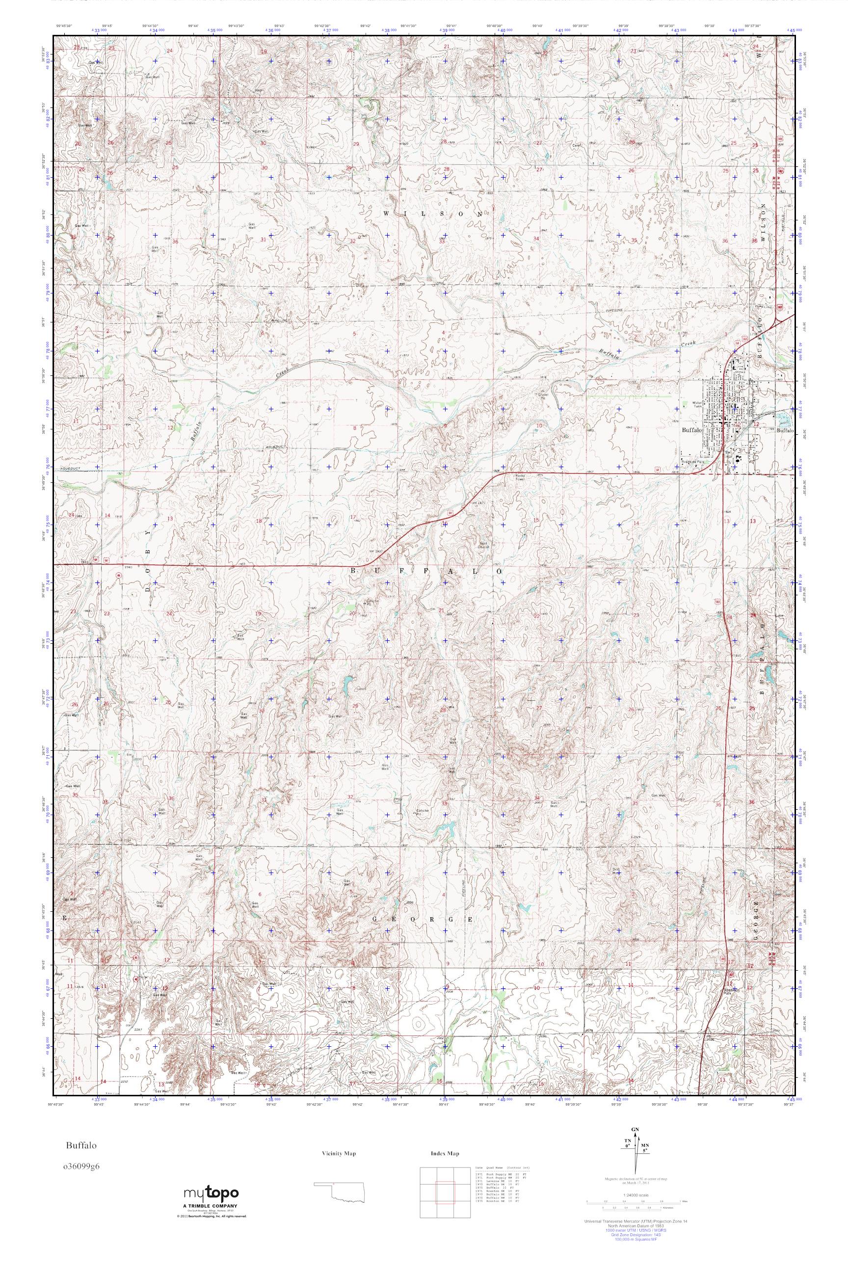 MyTopo Buffalo, Oklahoma USGS Quad Topo Map