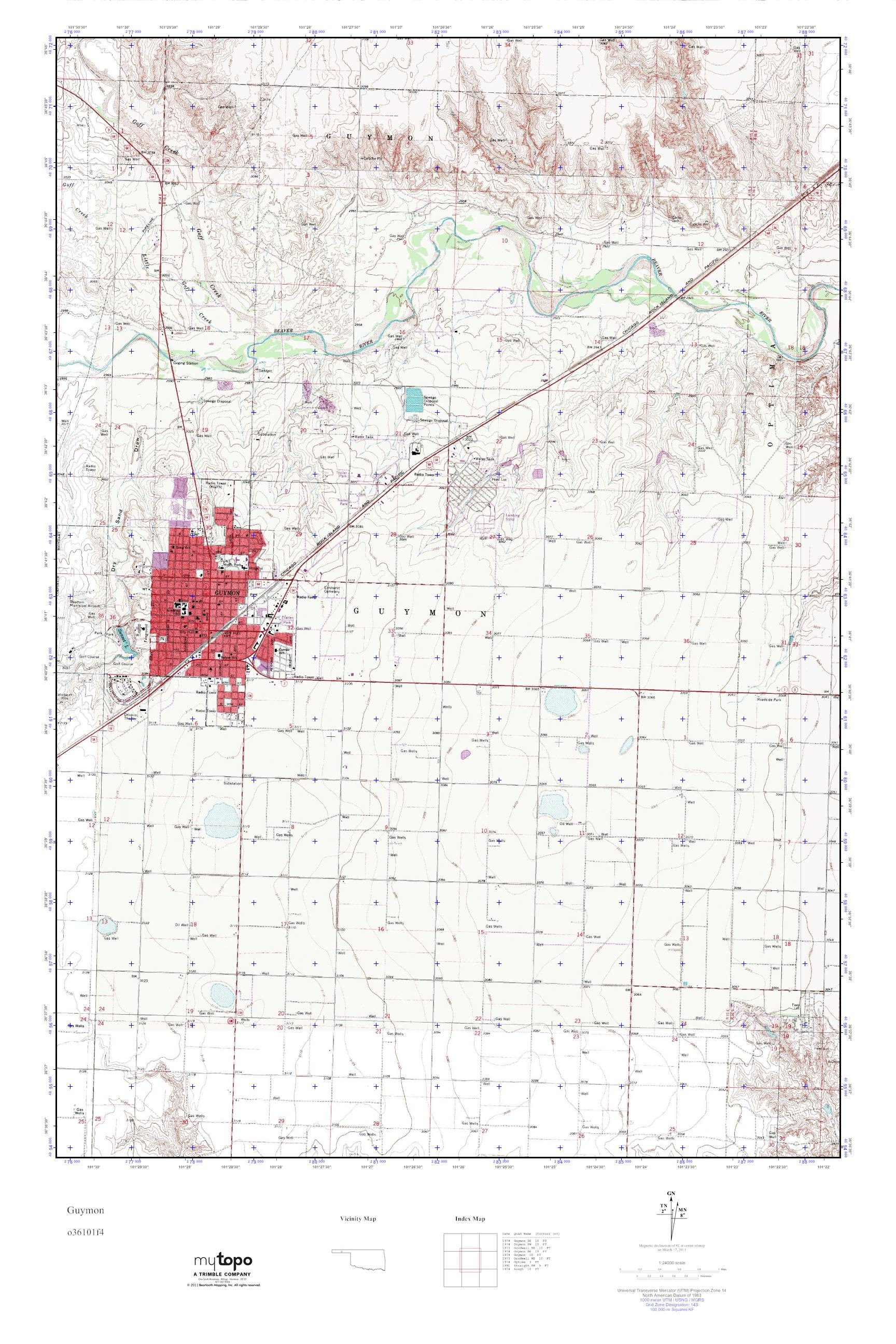 MyTopo Guymon, Oklahoma USGS Quad Topo Map