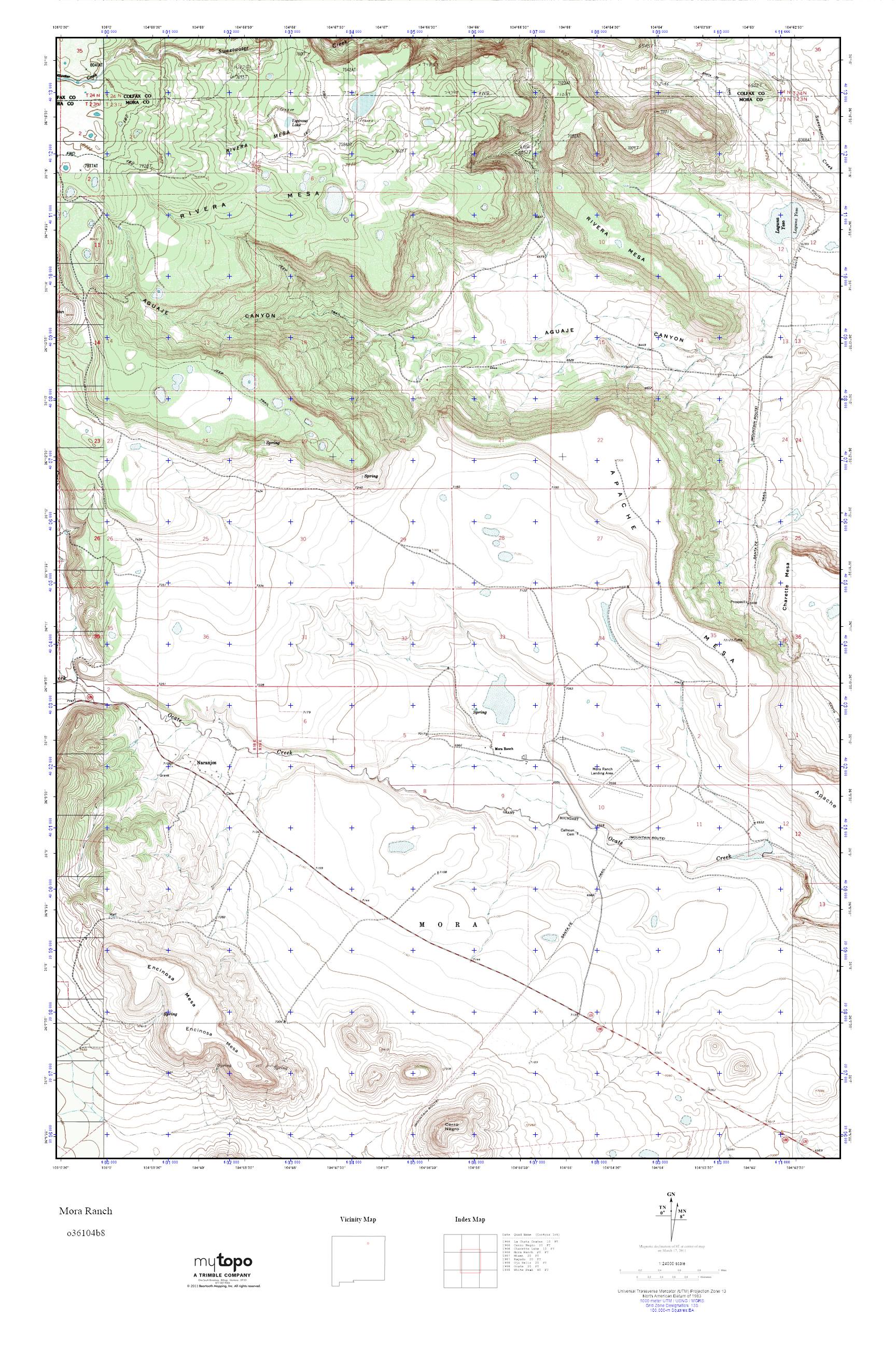 MyTopo Mora Ranch, New Mexico USGS Quad Topo Map