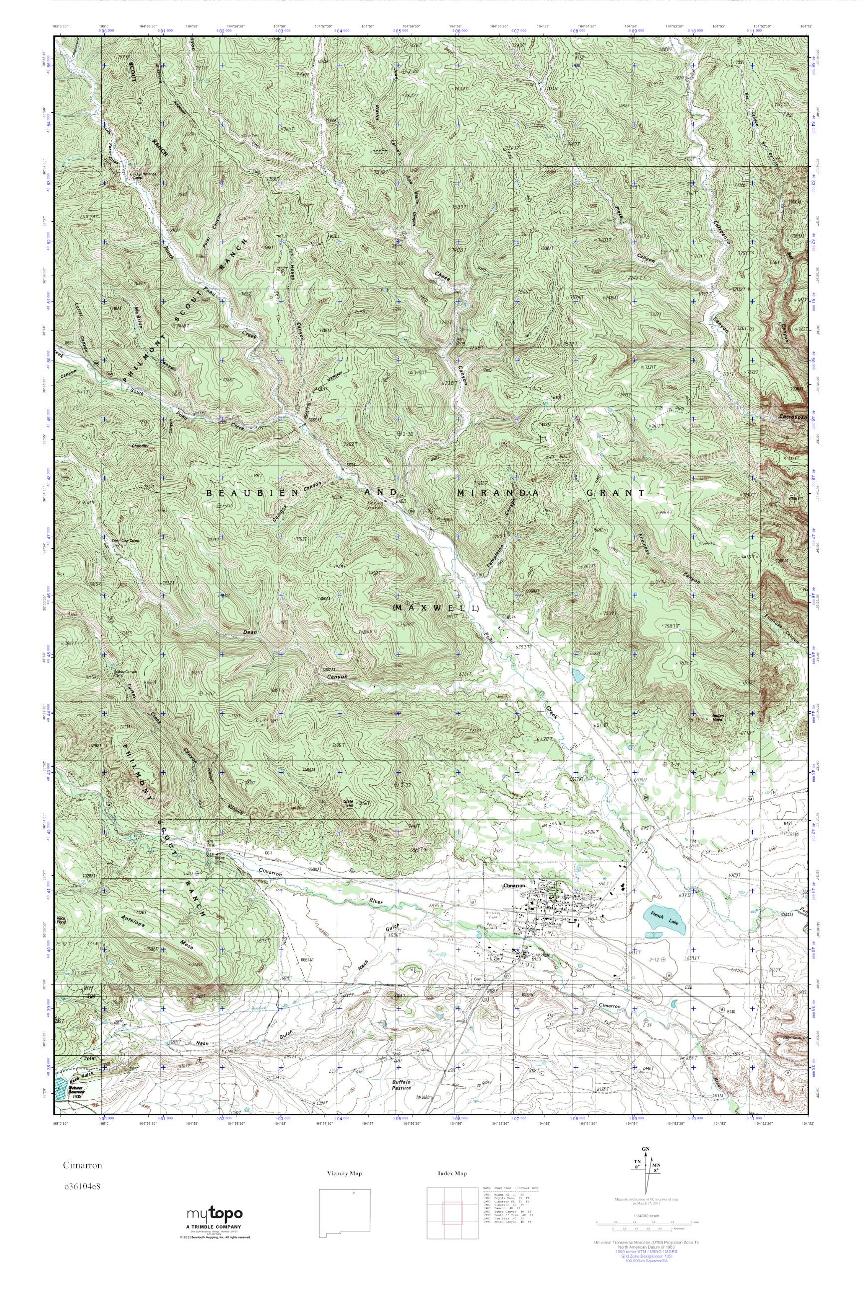 MyTopo Cimarron, New Mexico USGS Quad Topo Map