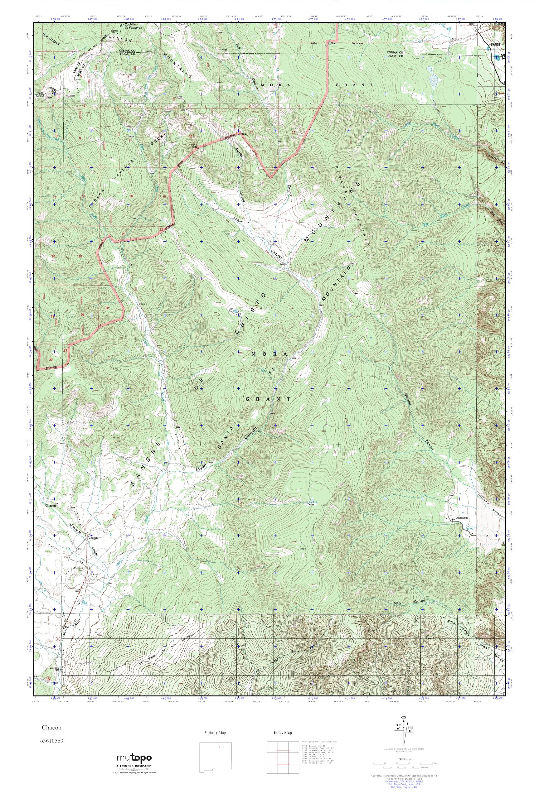 MyTopo Chacon, New Mexico USGS Quad Topo Map