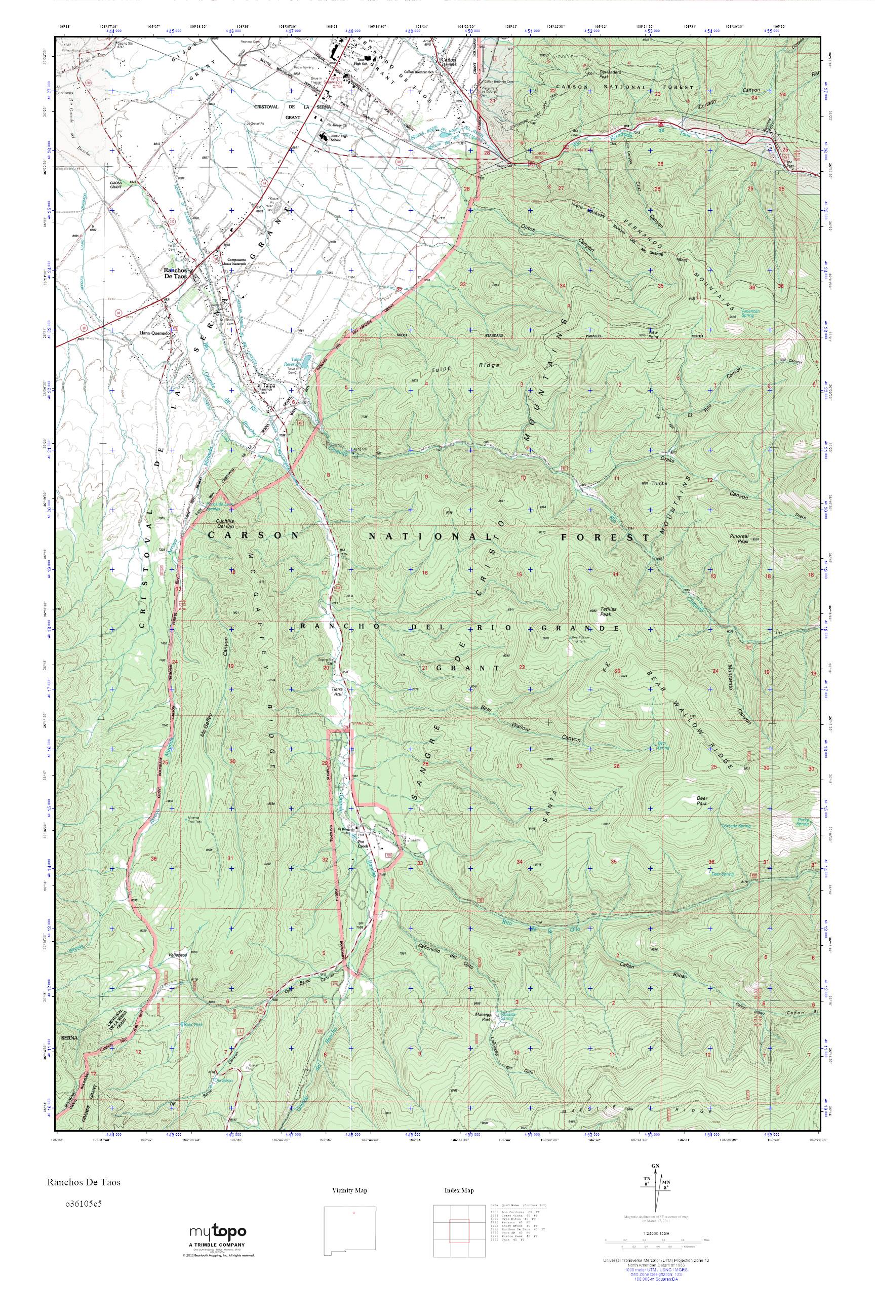MyTopo Ranchos De Taos, New Mexico USGS Quad Topo Map
