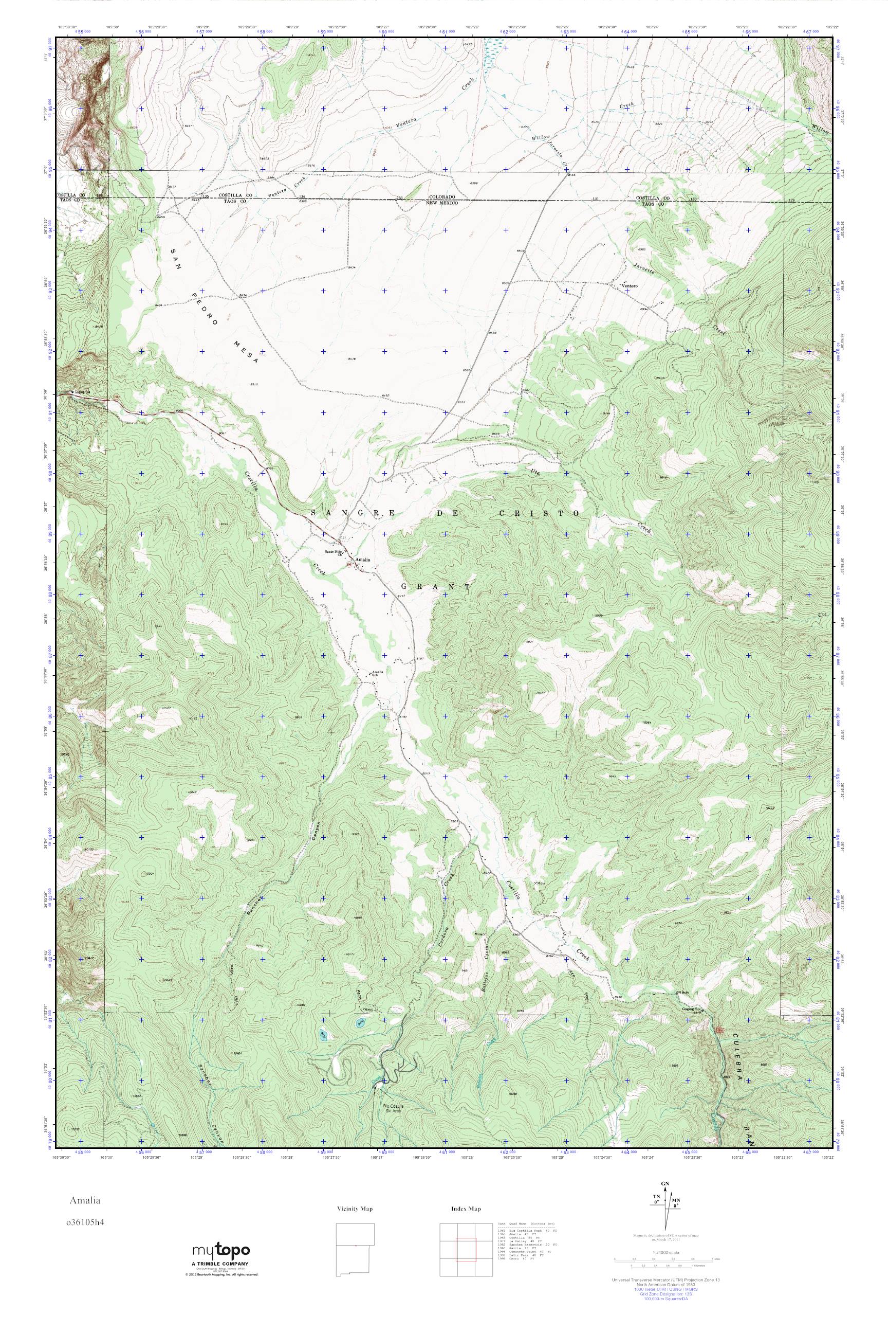 MyTopo Amalia, New Mexico USGS Quad Topo Map