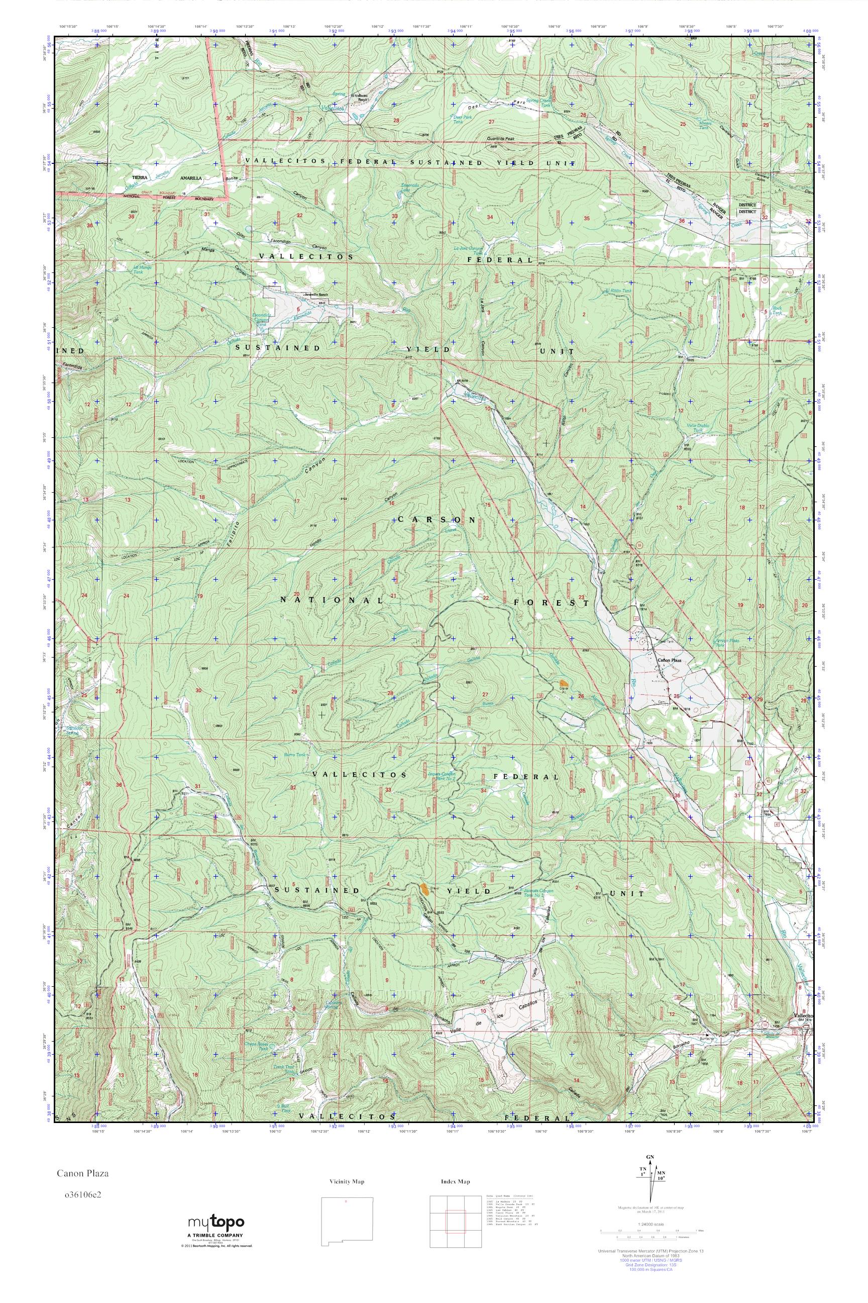 MyTopo Canon Plaza, New Mexico USGS Quad Topo Map