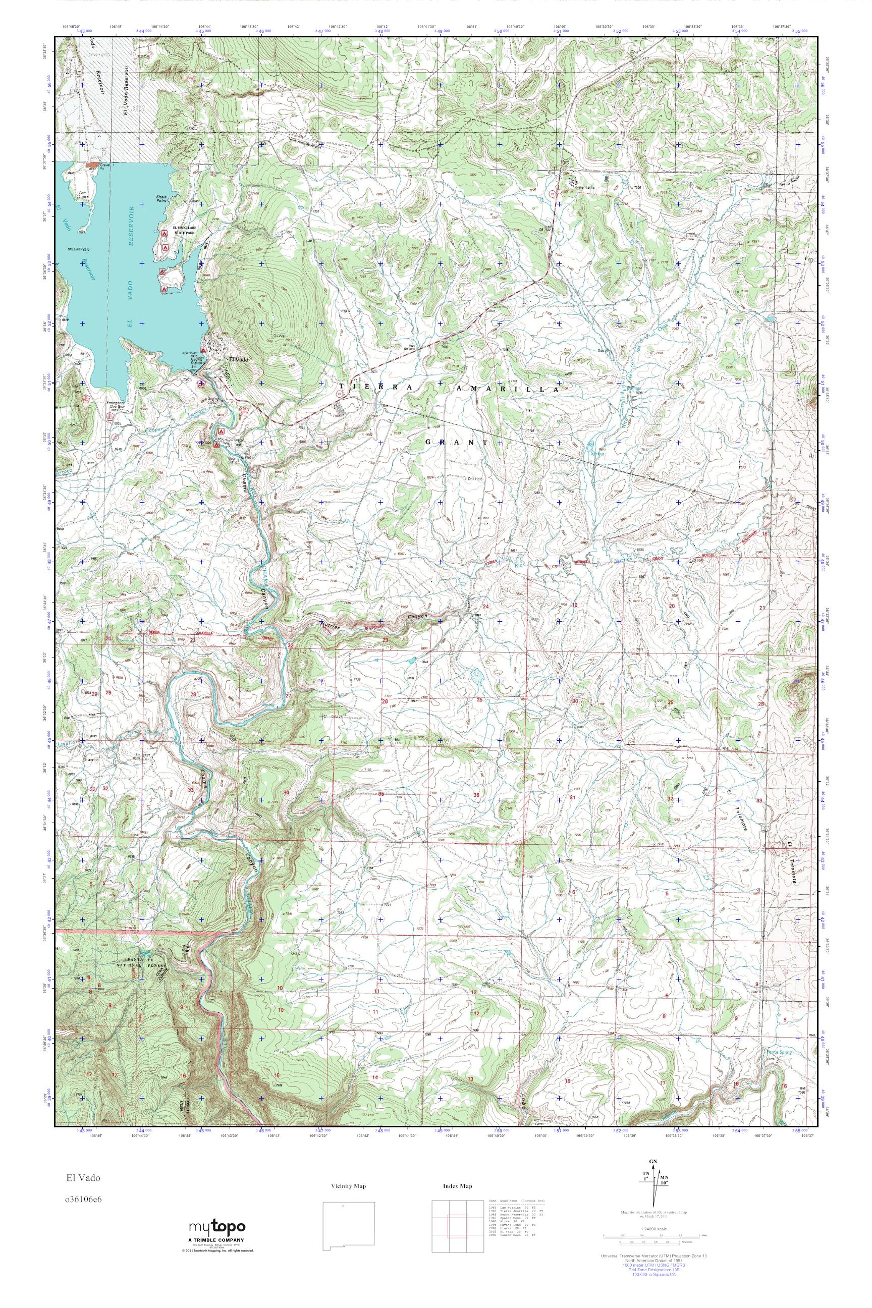 MyTopo El Vado, New Mexico USGS Quad Topo Map