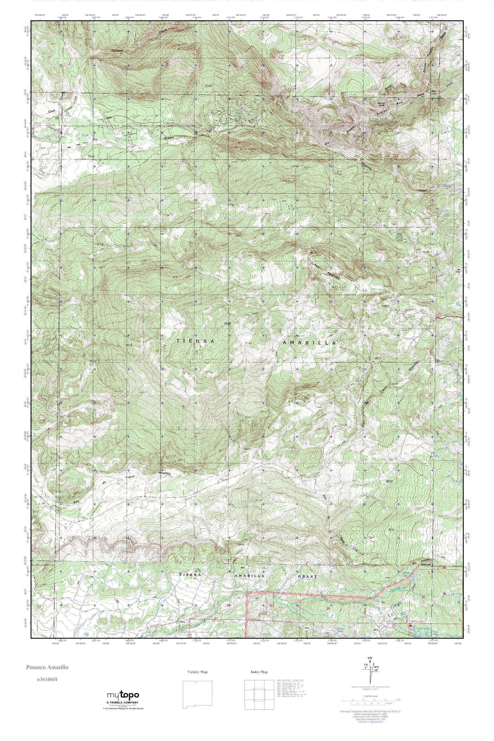 MyTopo Penasco Amarillo, New Mexico USGS Quad Topo Map