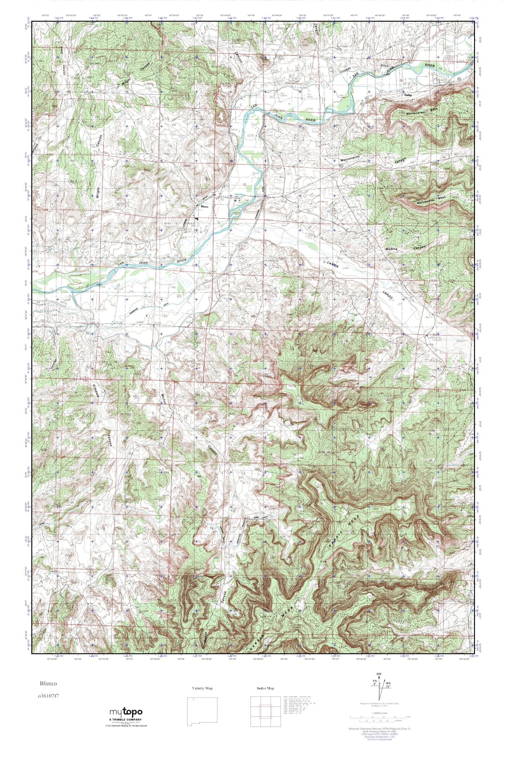 MyTopo Blanco, New Mexico USGS Quad Topo Map