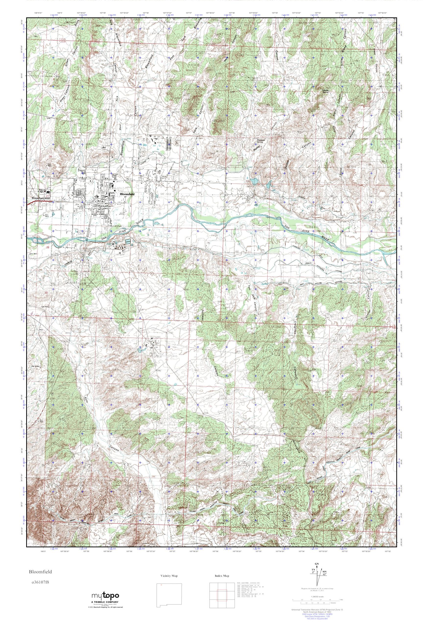 MyTopo Bloomfield, New Mexico USGS Quad Topo Map