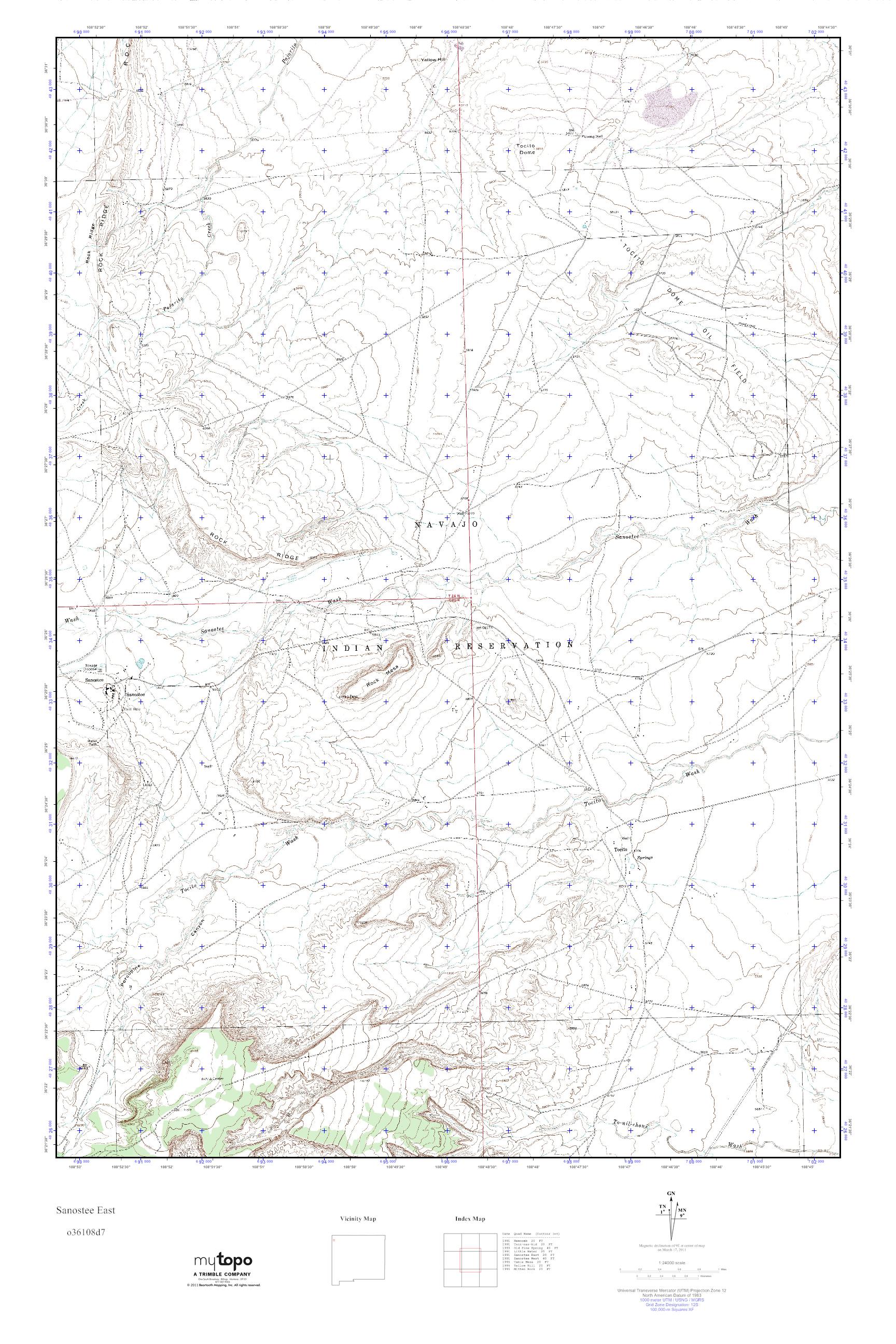 MyTopo Sanostee East, New Mexico USGS Quad Topo Map