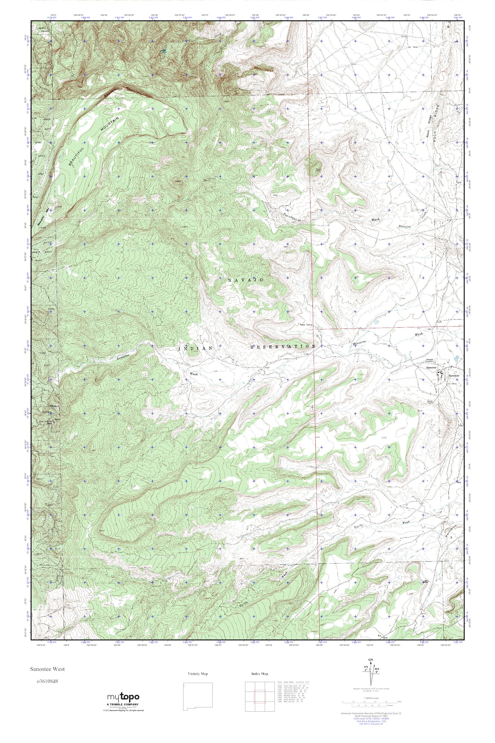 MyTopo Sanostee West, New Mexico USGS Quad Topo Map