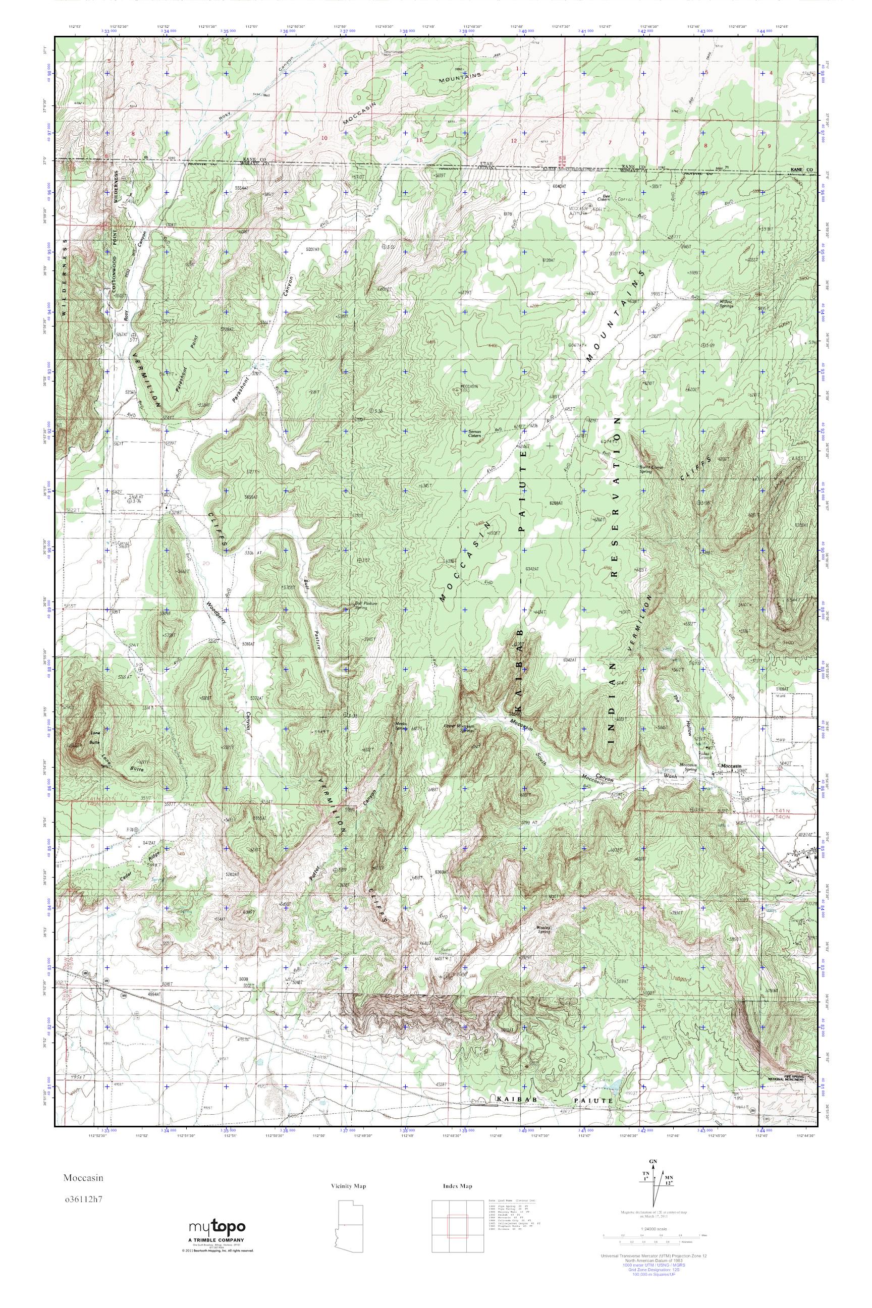 MyTopo Moccasin, Arizona USGS Quad Topo Map