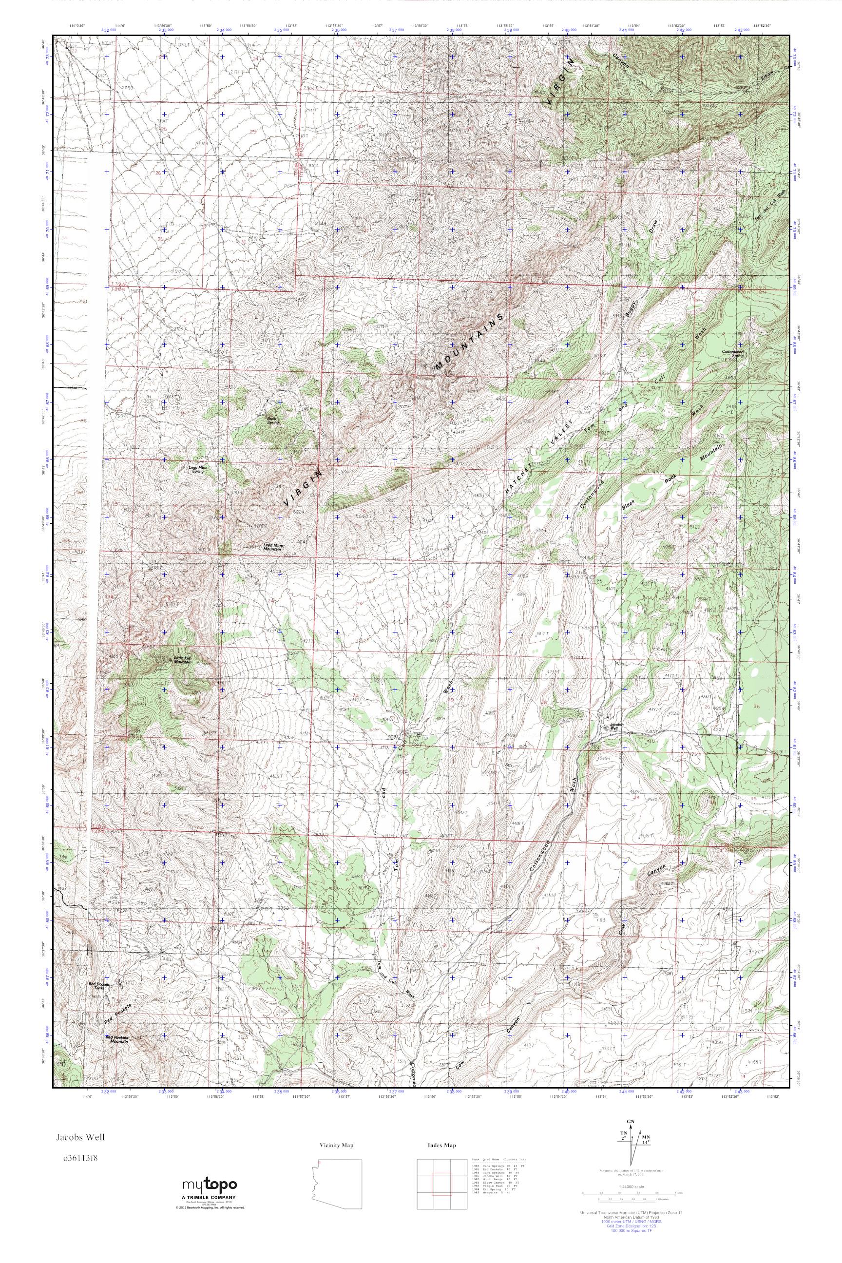 MyTopo Jacobs Well, Arizona USGS Quad Topo Map