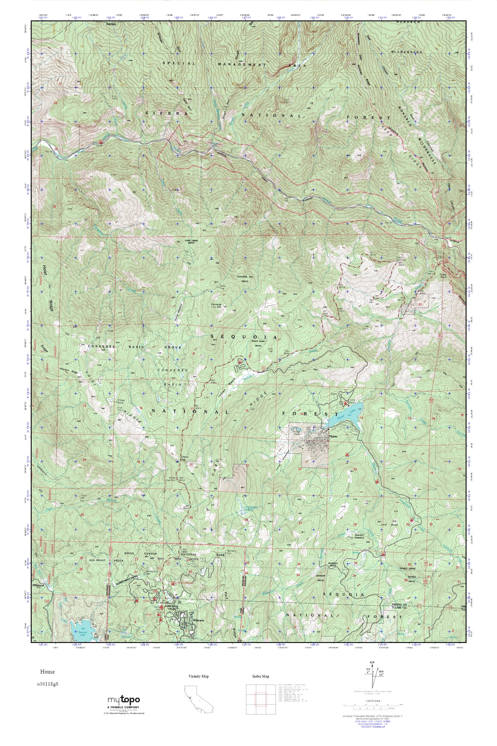 MyTopo Hume, California USGS Quad Topo Map