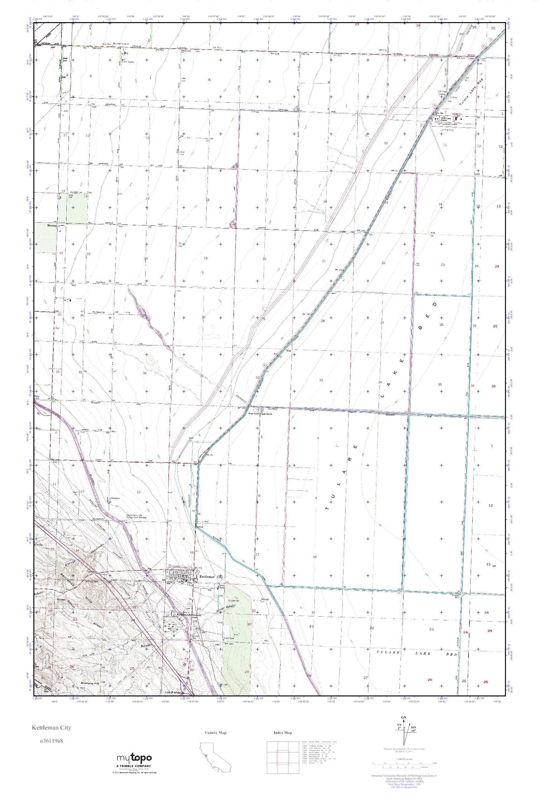 MyTopo Kettleman City, California USGS Quad Topo Map