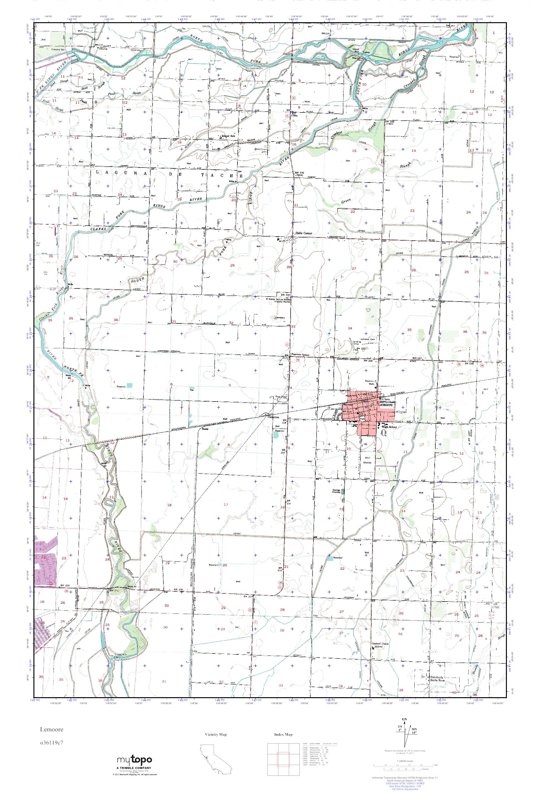 MyTopo Lemoore, California USGS Quad Topo Map