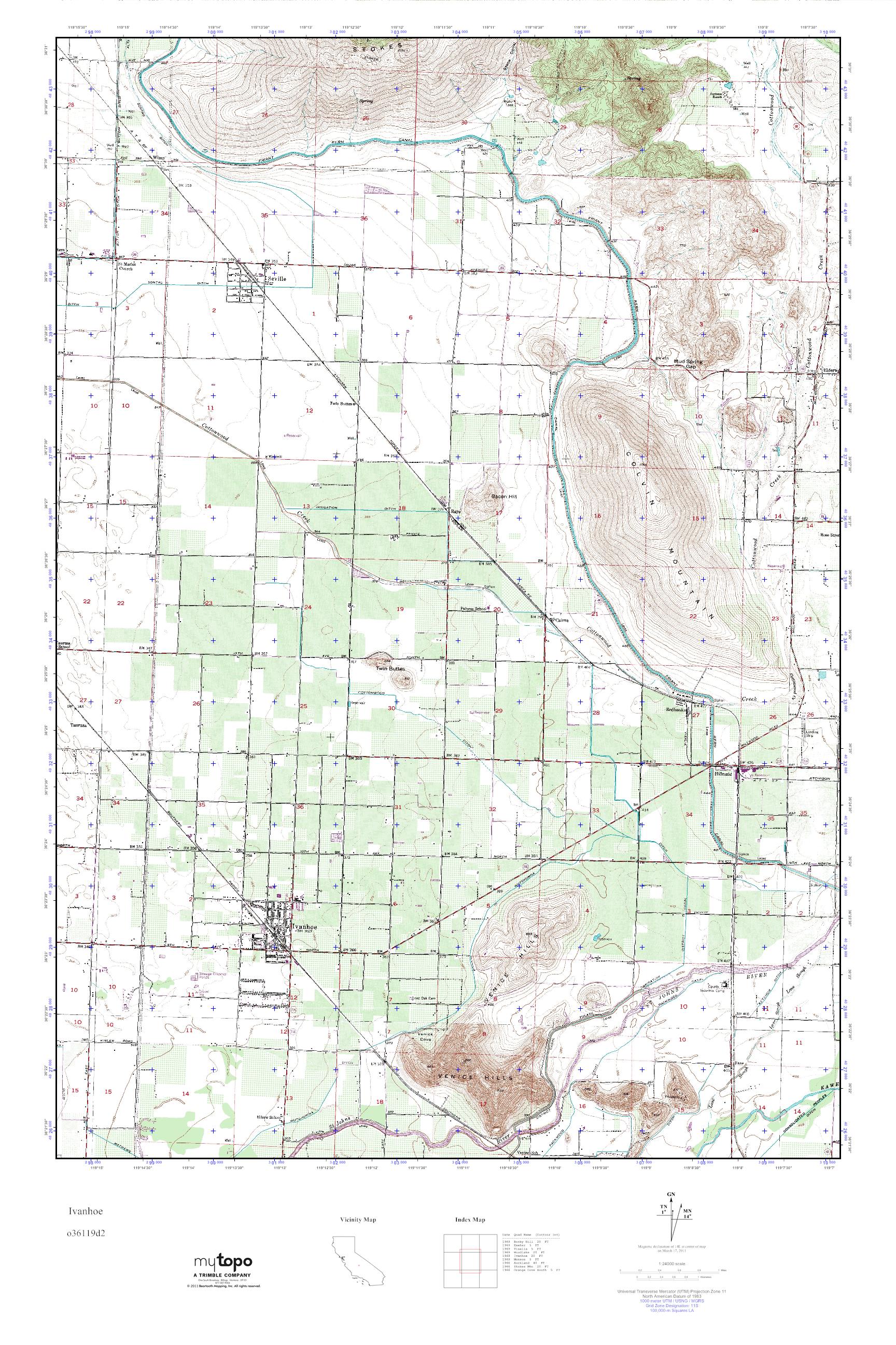 MyTopo Ivanhoe, California USGS Quad Topo Map