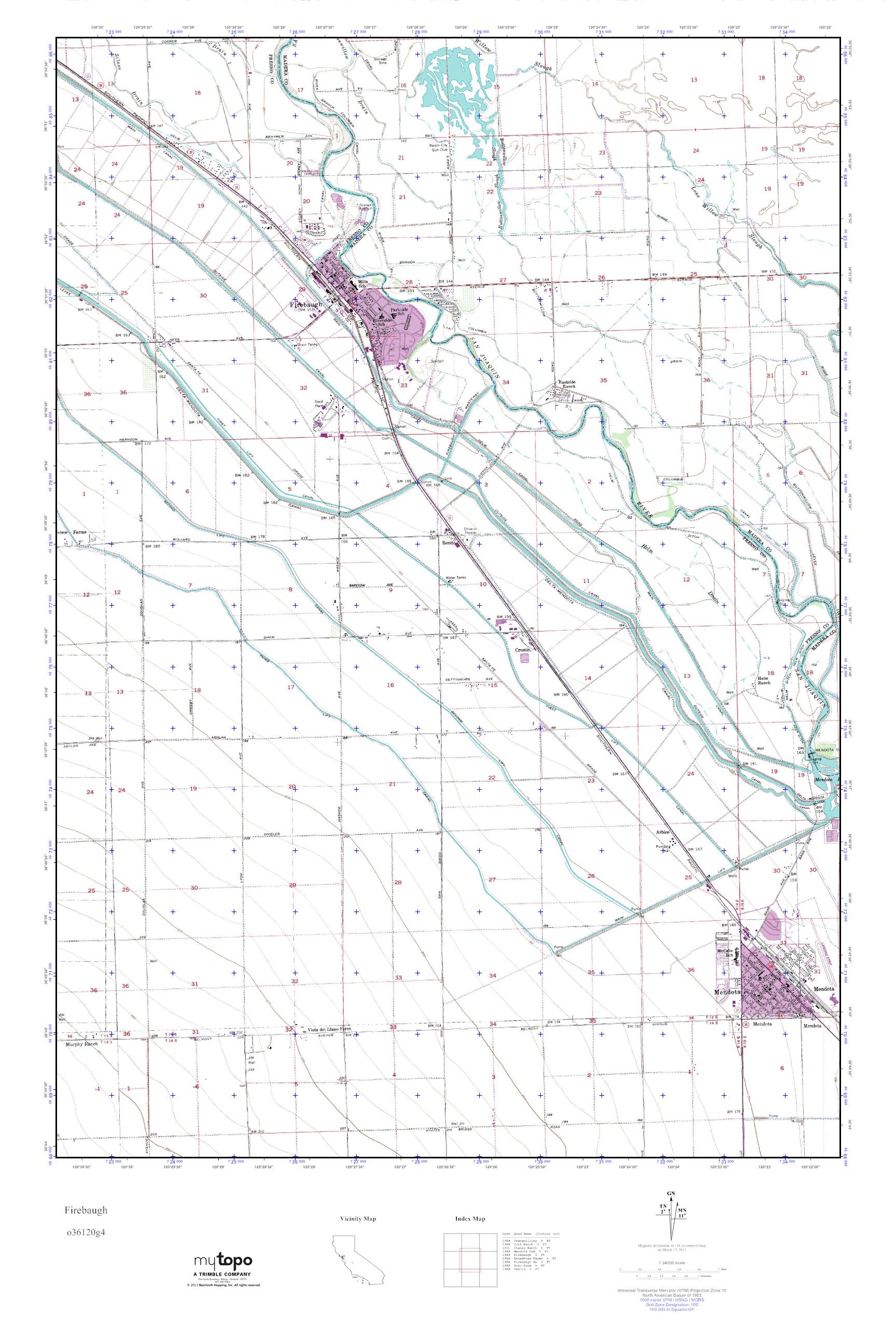 MyTopo Firebaugh, California USGS Quad Topo Map