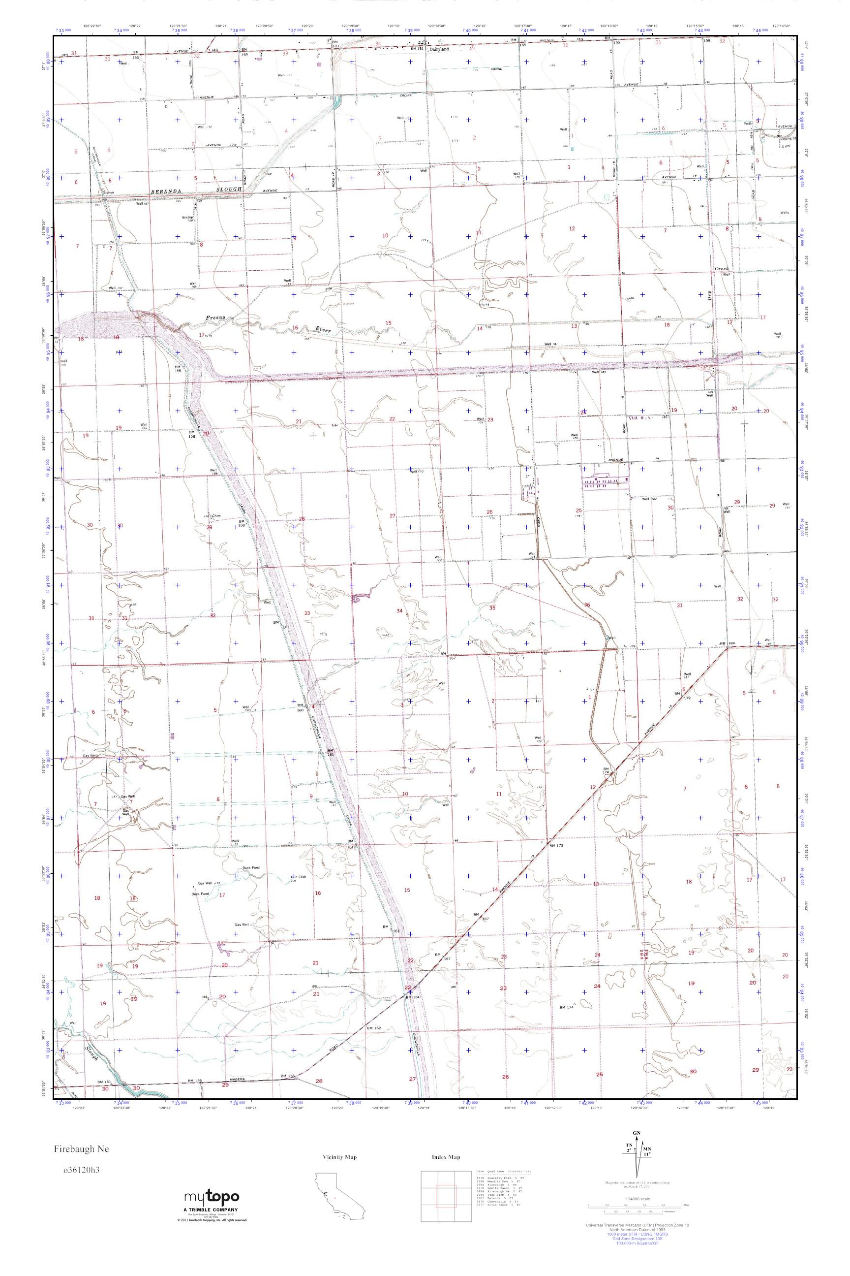 MyTopo Firebaugh Ne, California USGS Quad Topo Map